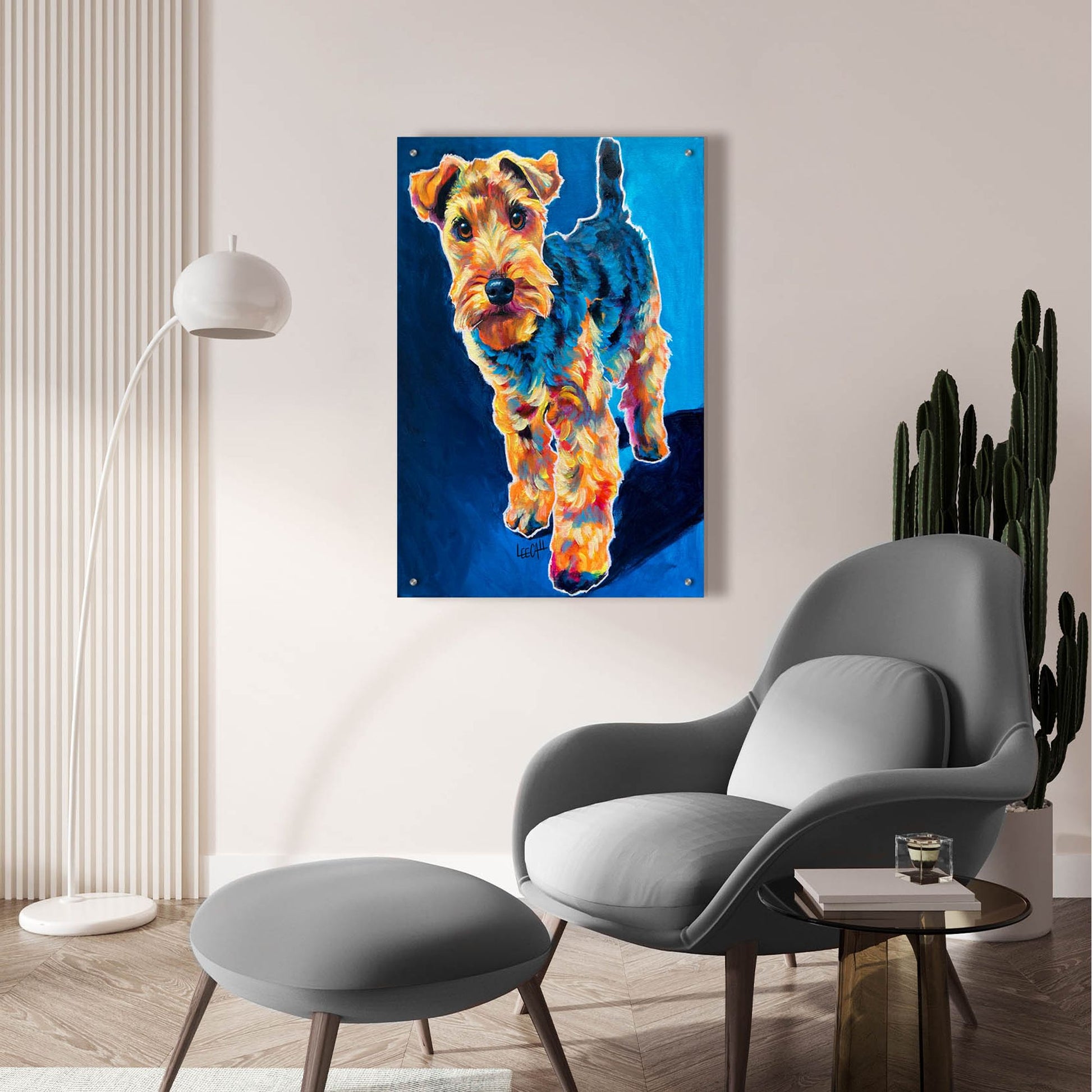 Epic Art 'Schnauzer in blue' by Dawg Painter, Acrylic Glass Wall Art,24x36