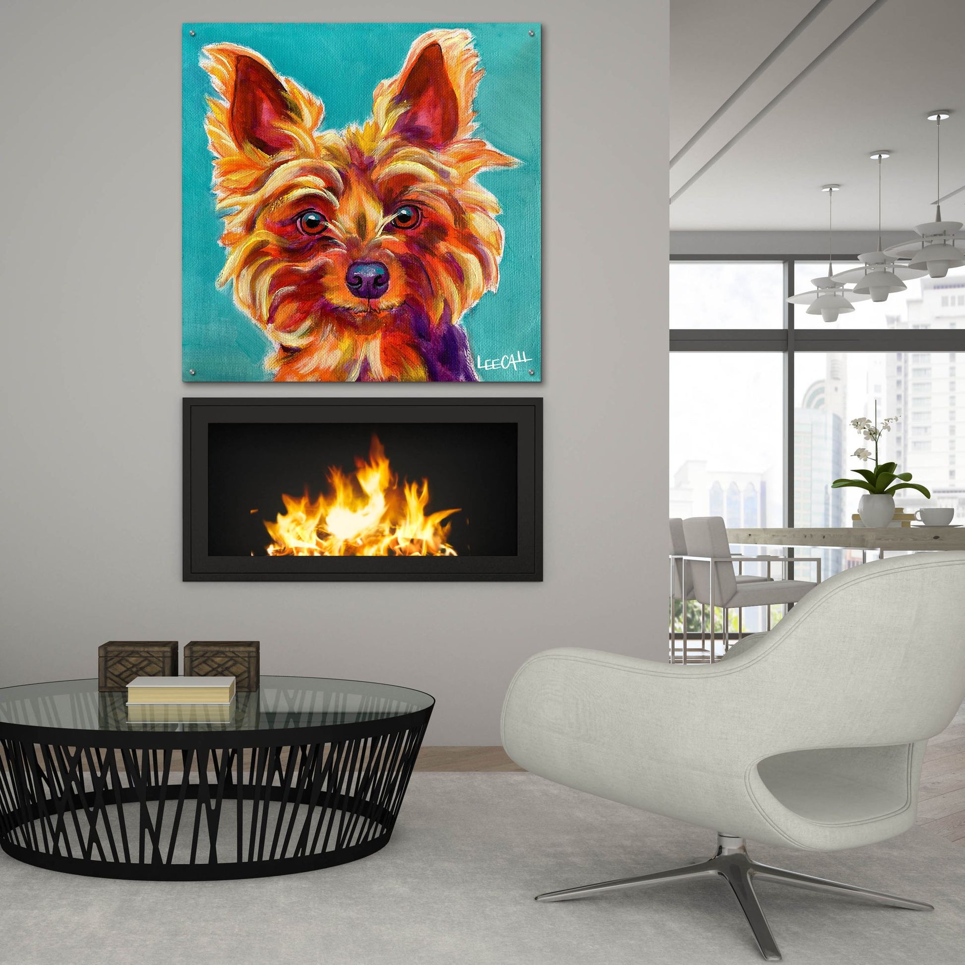 Epic Art 'Yorkiepoo' by Dawg Painter, Acrylic Glass Wall Art,36x36