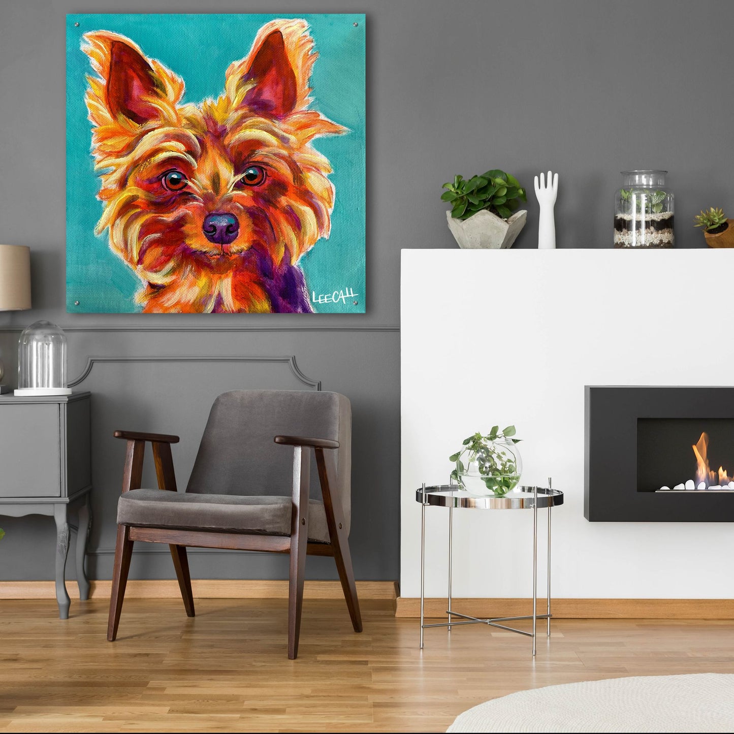 Epic Art 'Yorkiepoo' by Dawg Painter, Acrylic Glass Wall Art,36x36