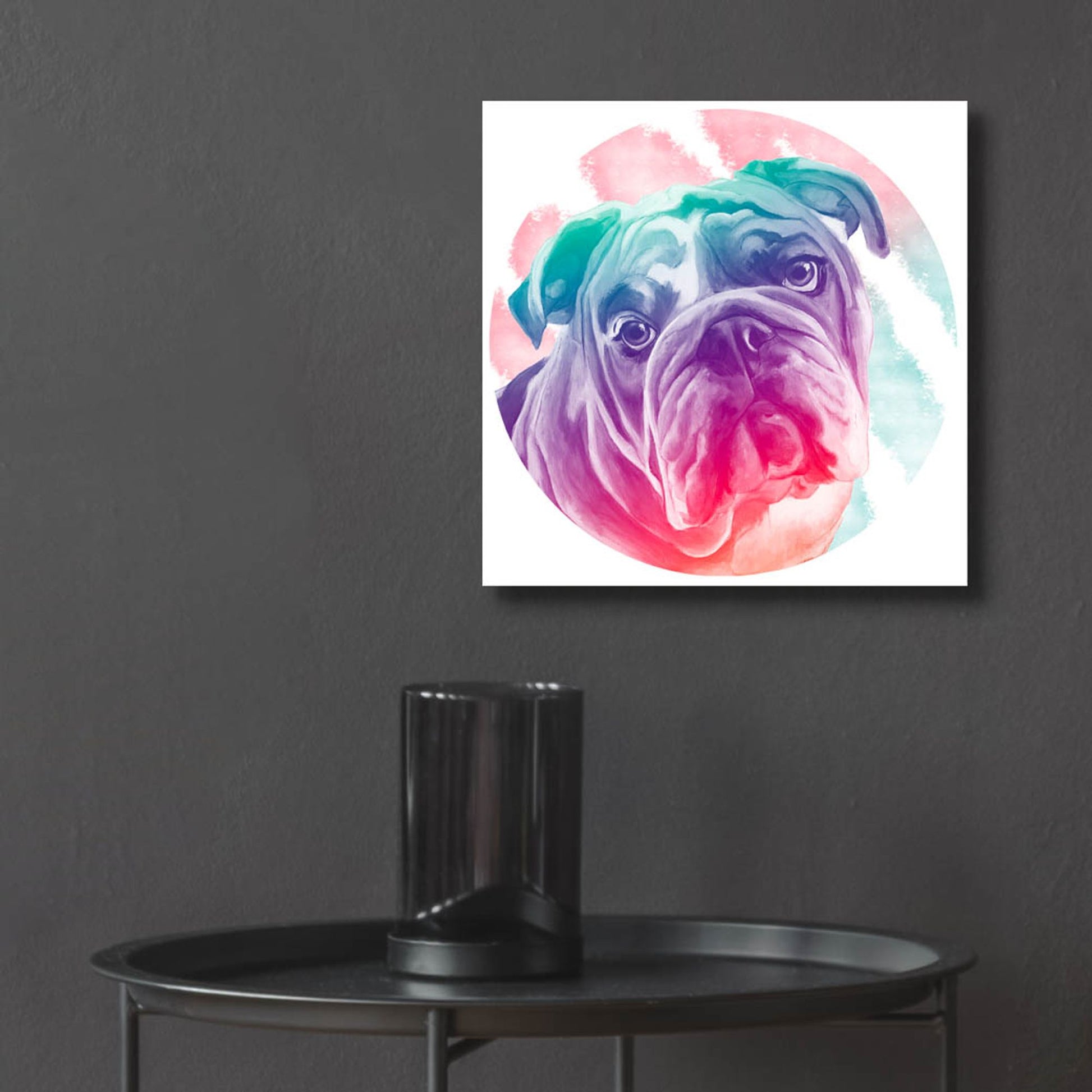 Epic Art 'Faded Bulldog' by Dawg Painter, Acrylic Glass Wall Art,12x12