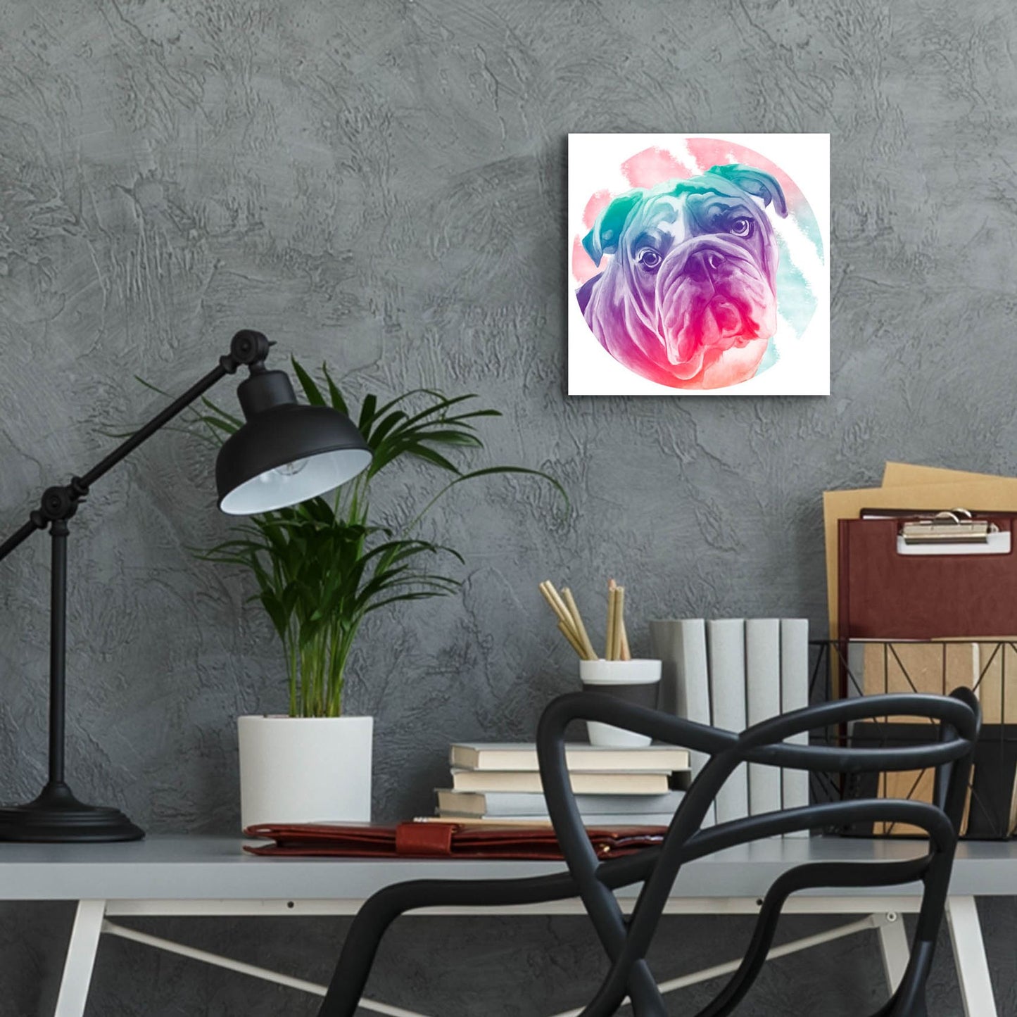 Epic Art 'Faded Bulldog' by Dawg Painter, Acrylic Glass Wall Art,12x12