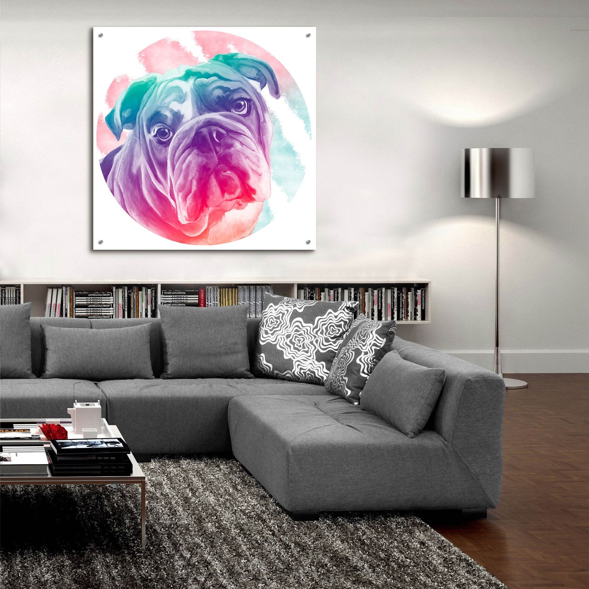 Epic Art 'Faded Bulldog' by Dawg Painter, Acrylic Glass Wall Art,36x36