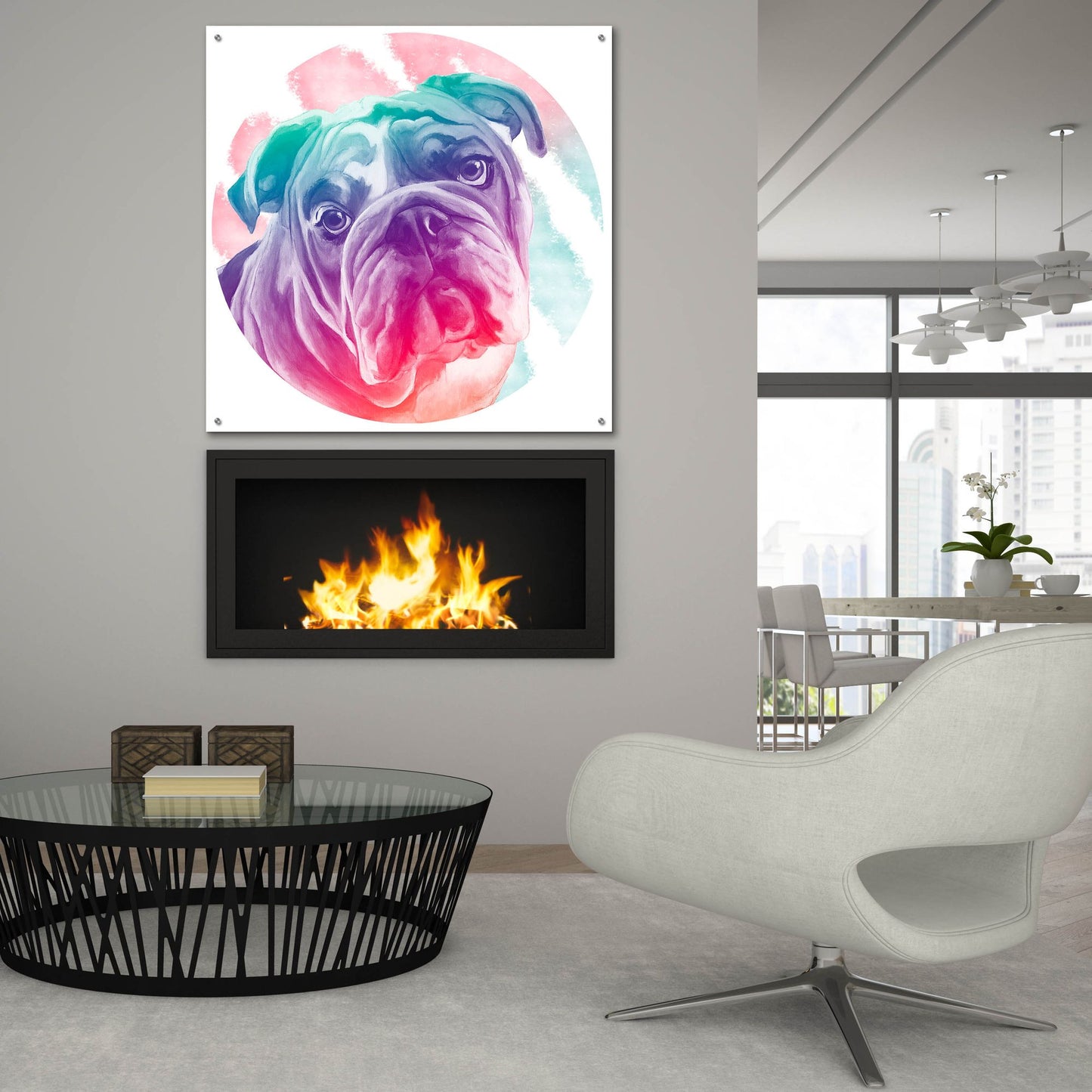 Epic Art 'Faded Bulldog' by Dawg Painter, Acrylic Glass Wall Art,36x36