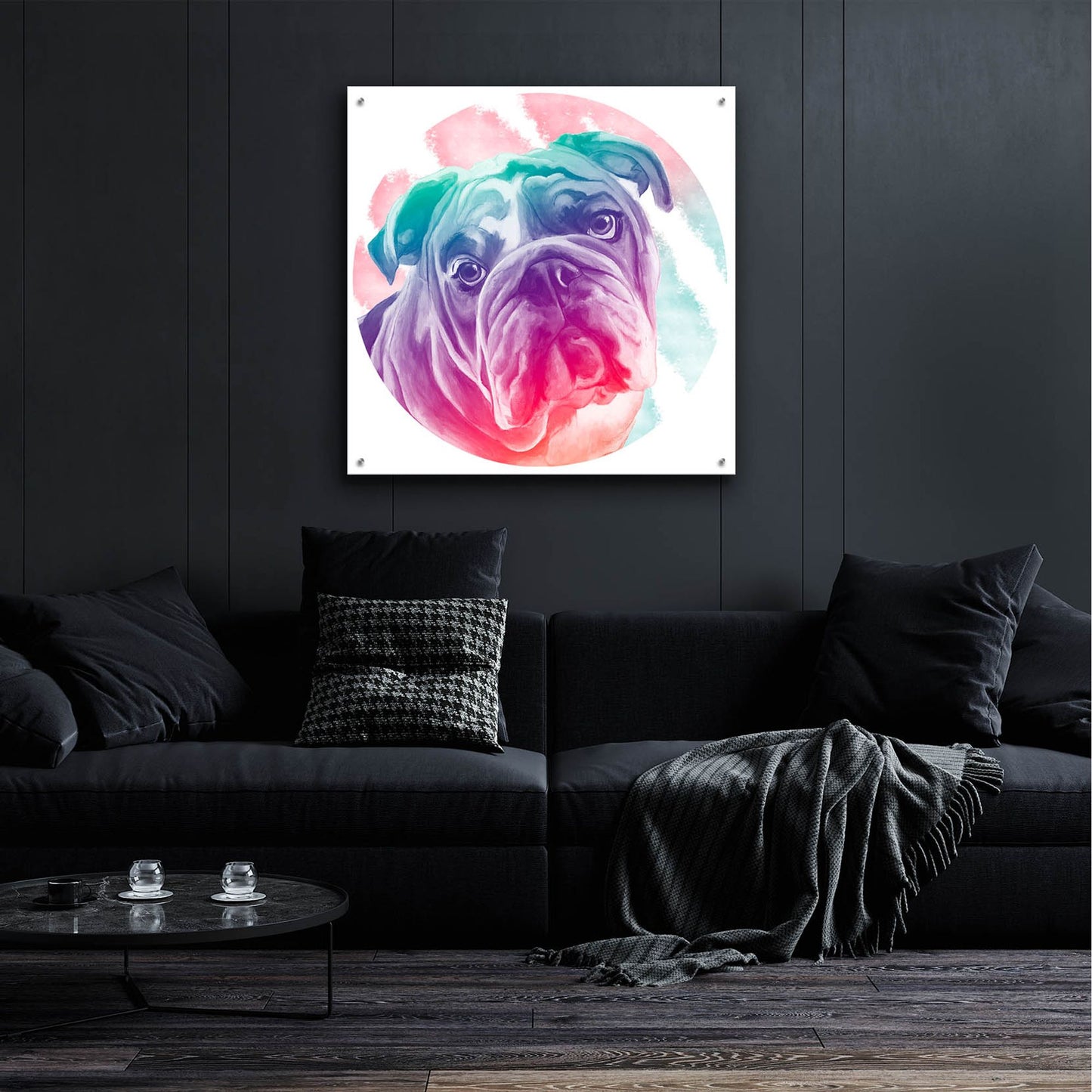 Epic Art 'Faded Bulldog' by Dawg Painter, Acrylic Glass Wall Art,36x36