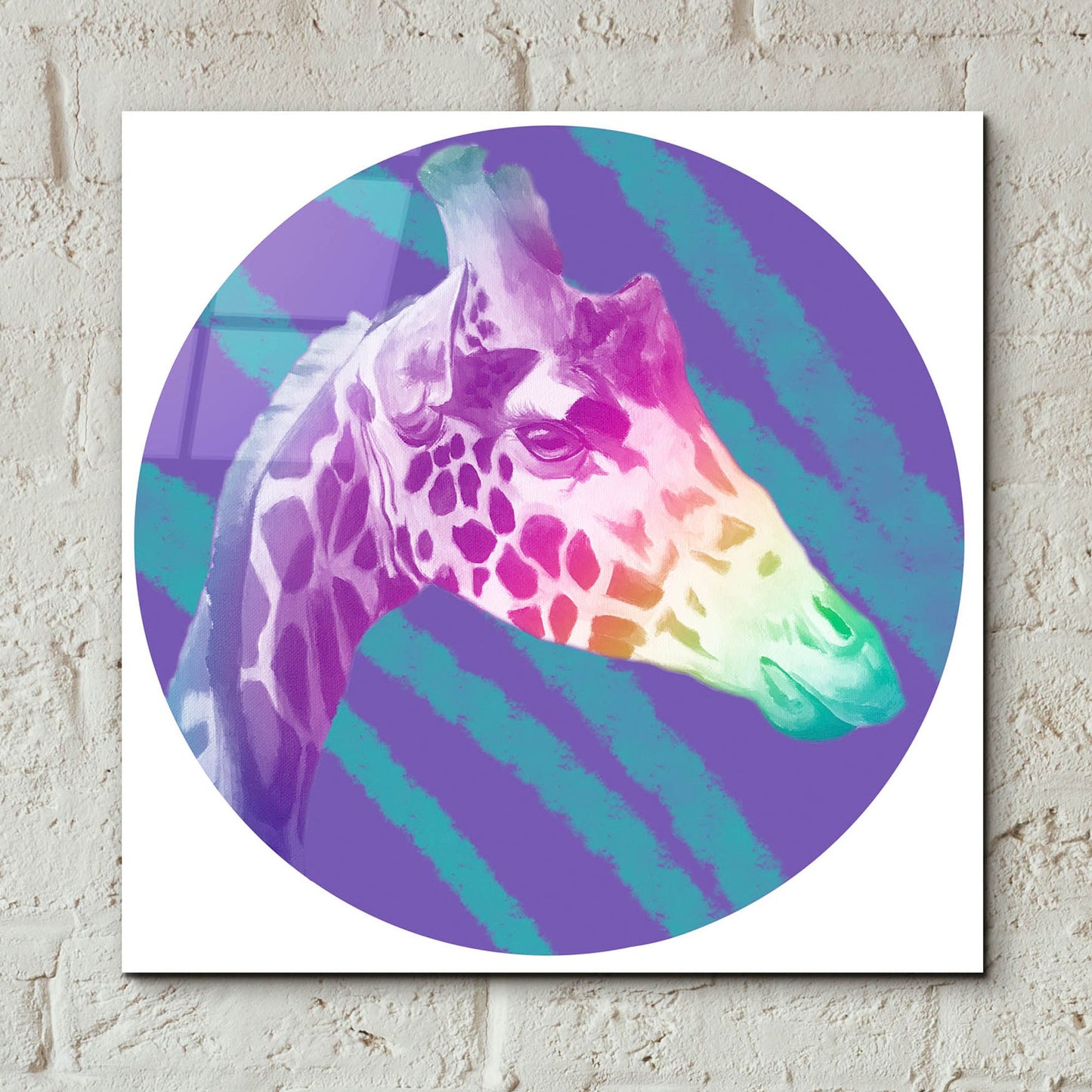 Epic Art 'Faded Giraffe' by Dawg Painter, Acrylic Glass Wall Art,12x12