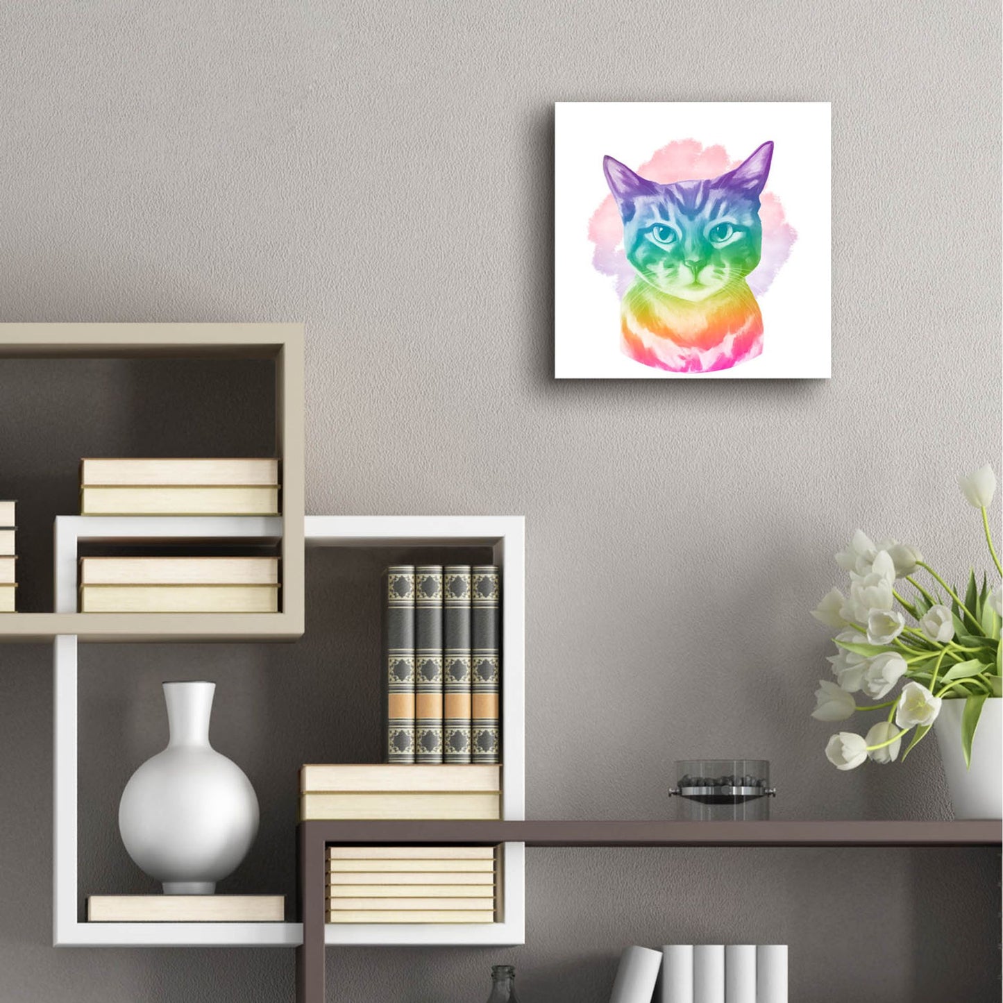 Epic Art 'Faded Kitten' by Dawg Painter, Acrylic Glass Wall Art,12x12