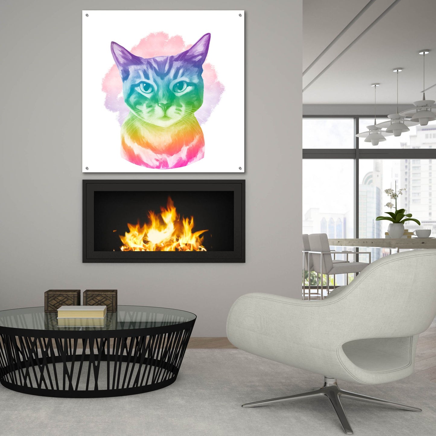 Epic Art 'Faded Kitten' by Dawg Painter, Acrylic Glass Wall Art,36x36