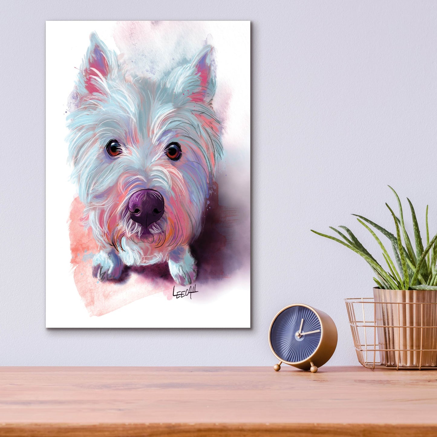 Epic Art 'Lily The Westie2 by Dawg Painter, Acrylic Glass Wall Art,12x16