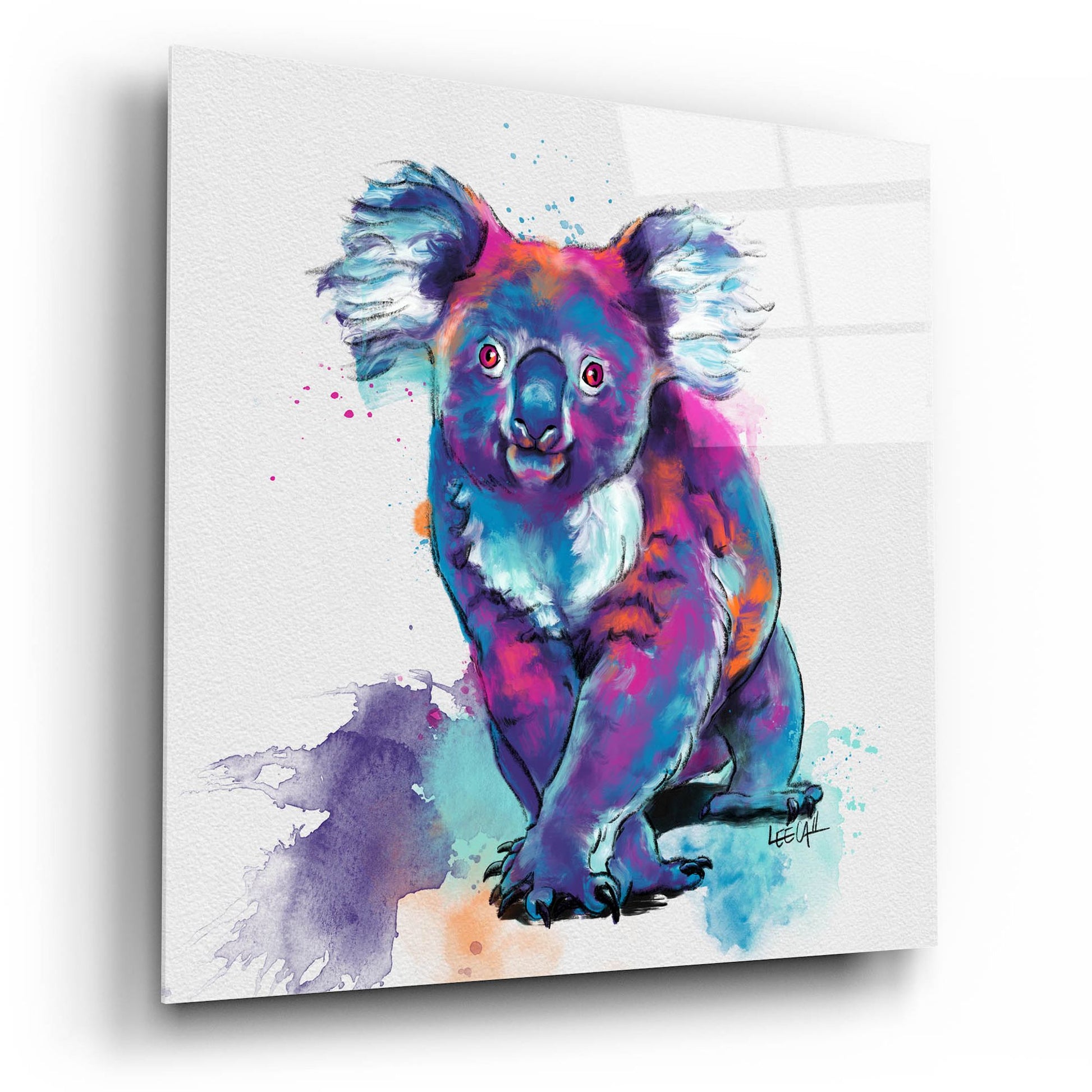 Epic Art 'Rainbow Koala2 by Dawg Painter, Acrylic Glass Wall Art,12x12