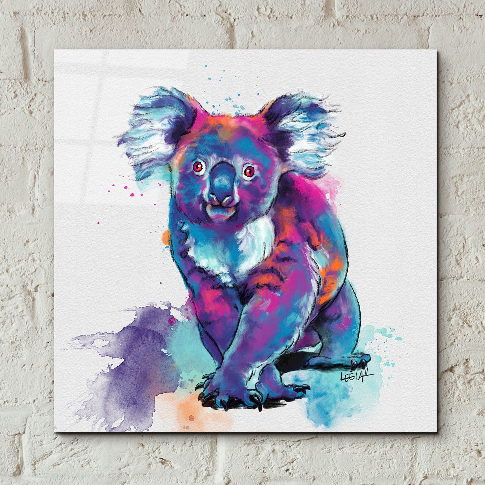 Epic Art 'Rainbow Koala2 by Dawg Painter, Acrylic Glass Wall Art,12x12