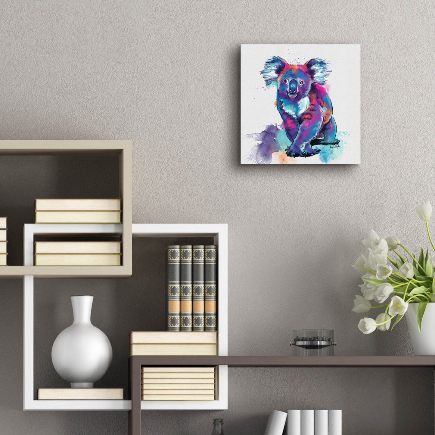 Epic Art 'Rainbow Koala2 by Dawg Painter, Acrylic Glass Wall Art,12x12