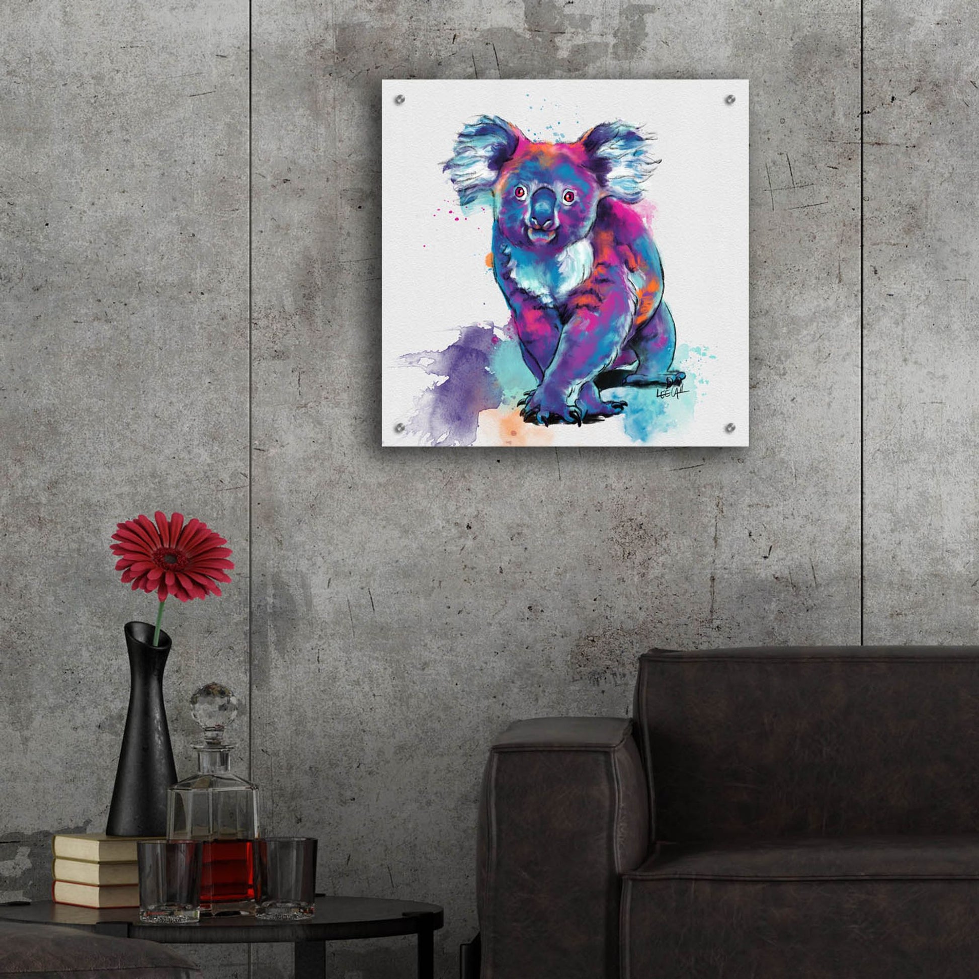 Epic Art 'Rainbow Koala2 by Dawg Painter, Acrylic Glass Wall Art,24x24