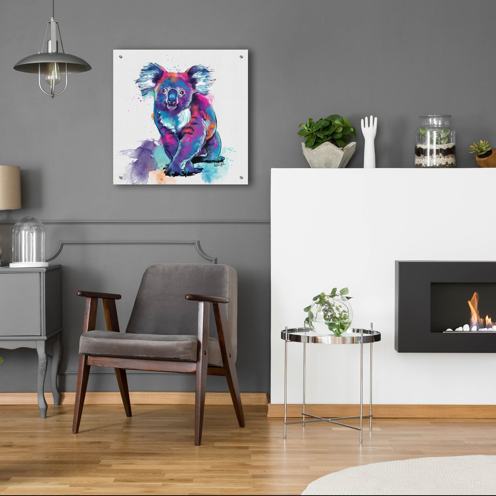 Epic Art 'Rainbow Koala2 by Dawg Painter, Acrylic Glass Wall Art,24x24