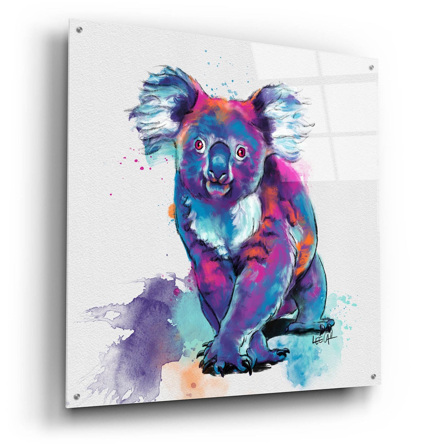 Epic Art 'Rainbow Koala2 by Dawg Painter, Acrylic Glass Wall Art,36x36