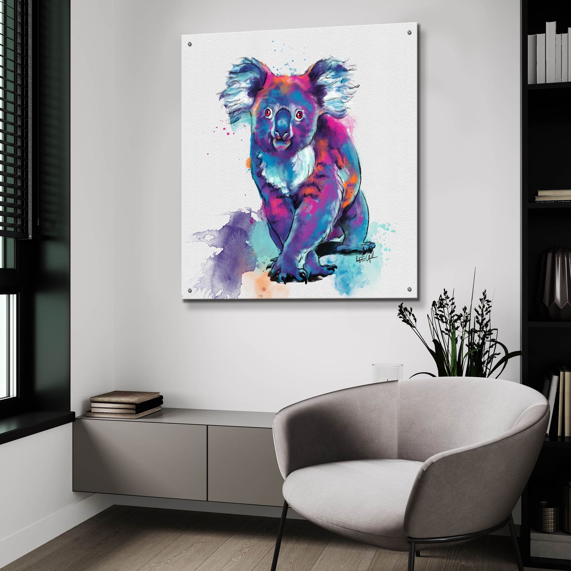 Epic Art 'Rainbow Koala2 by Dawg Painter, Acrylic Glass Wall Art,36x36