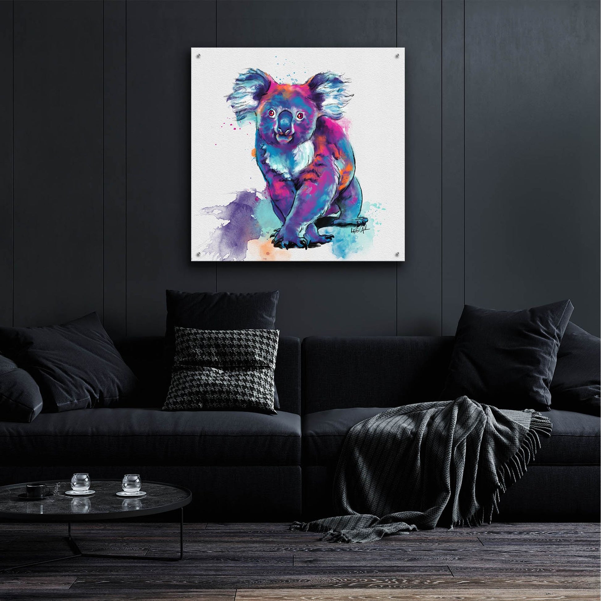 Epic Art 'Rainbow Koala2 by Dawg Painter, Acrylic Glass Wall Art,36x36