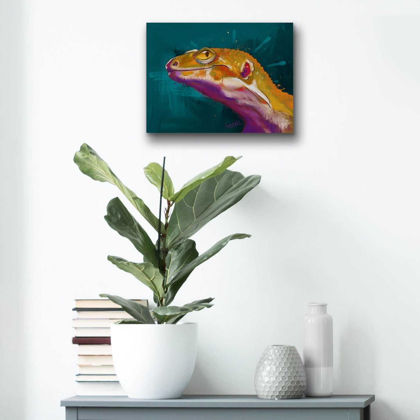 Epic Art 'Bruce The Leopard Gecko2 by Dawg Painter, Acrylic Glass Wall Art,16x12