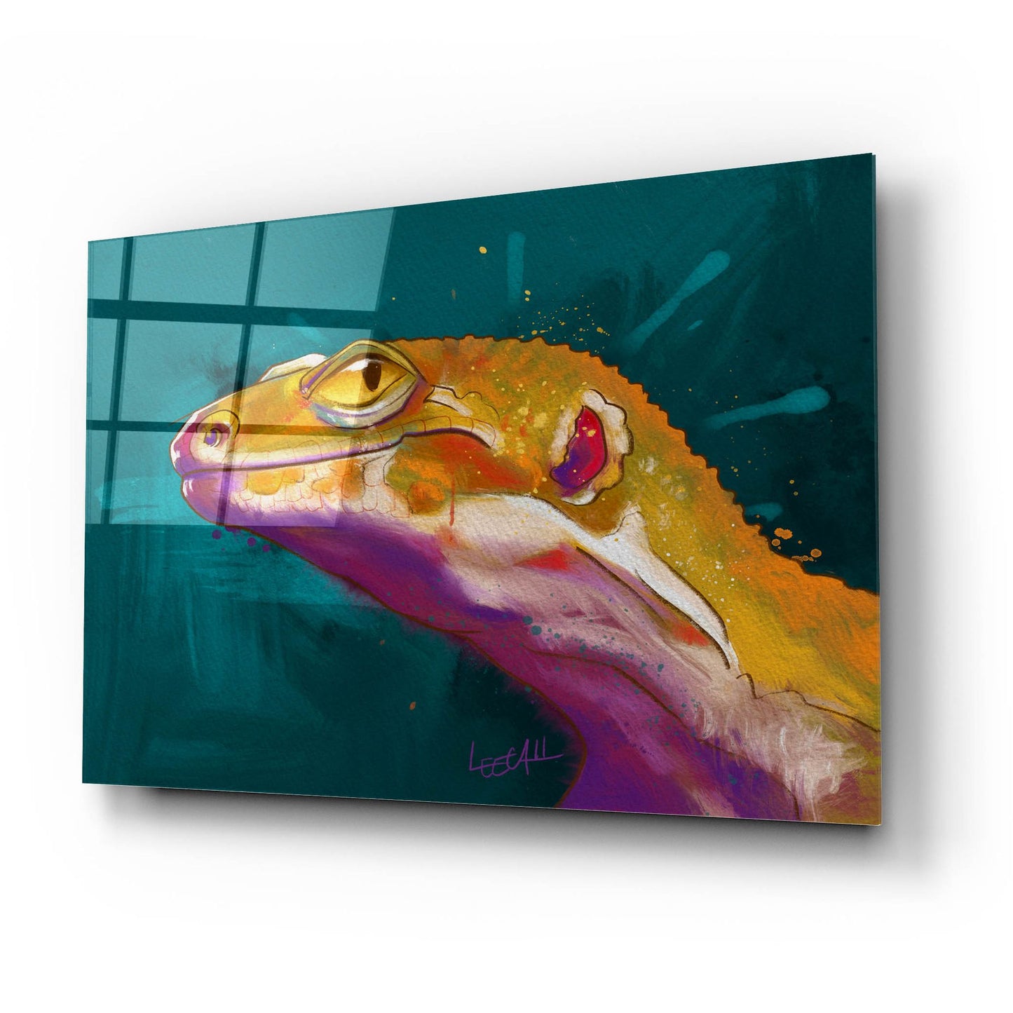 Epic Art 'Bruce The Leopard Gecko2 by Dawg Painter, Acrylic Glass Wall Art,24x16