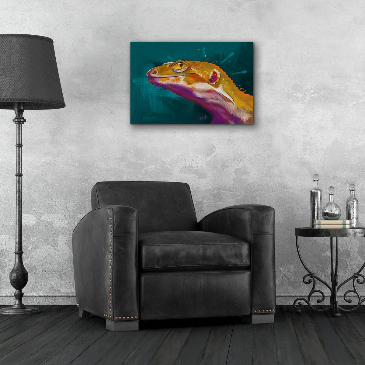 Epic Art 'Bruce The Leopard Gecko2 by Dawg Painter, Acrylic Glass Wall Art,24x16