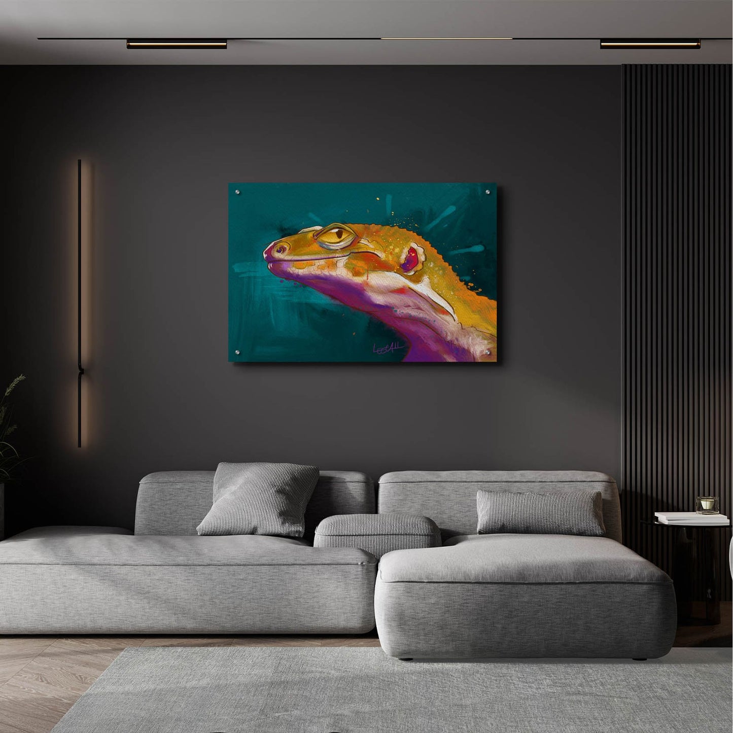 Epic Art 'Bruce The Leopard Gecko2 by Dawg Painter, Acrylic Glass Wall Art,36x24