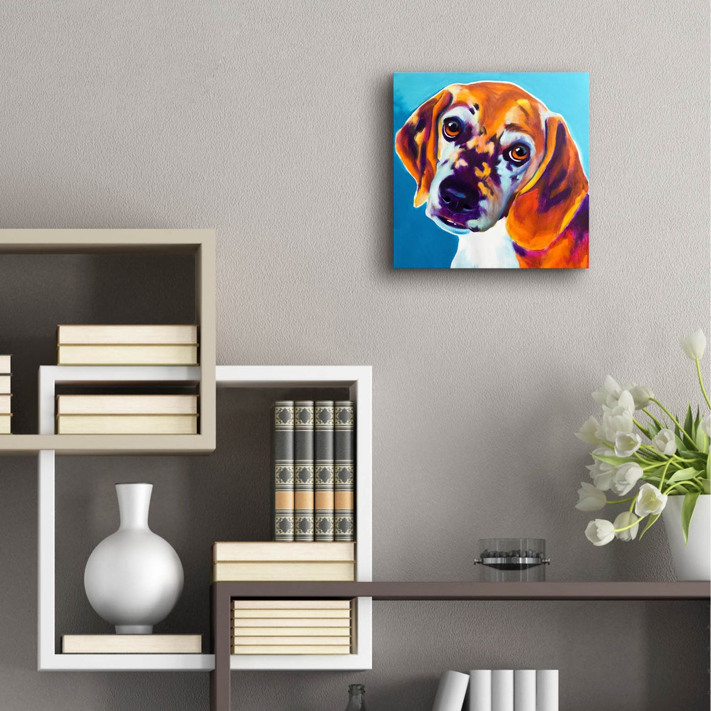 Epic Art 'Beagle - Bj2 by Dawg Painter, Acrylic Glass Wall Art,12x12
