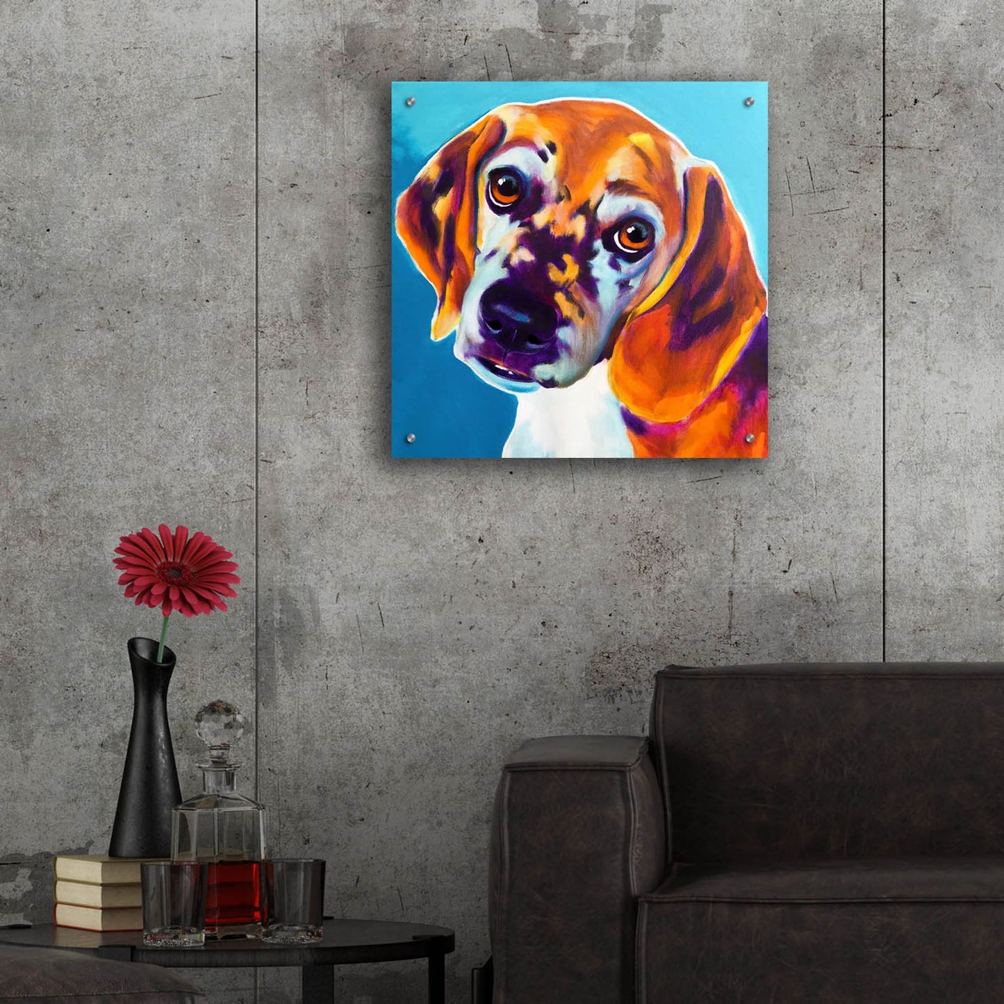 Epic Art 'Beagle - Bj2 by Dawg Painter, Acrylic Glass Wall Art,24x24