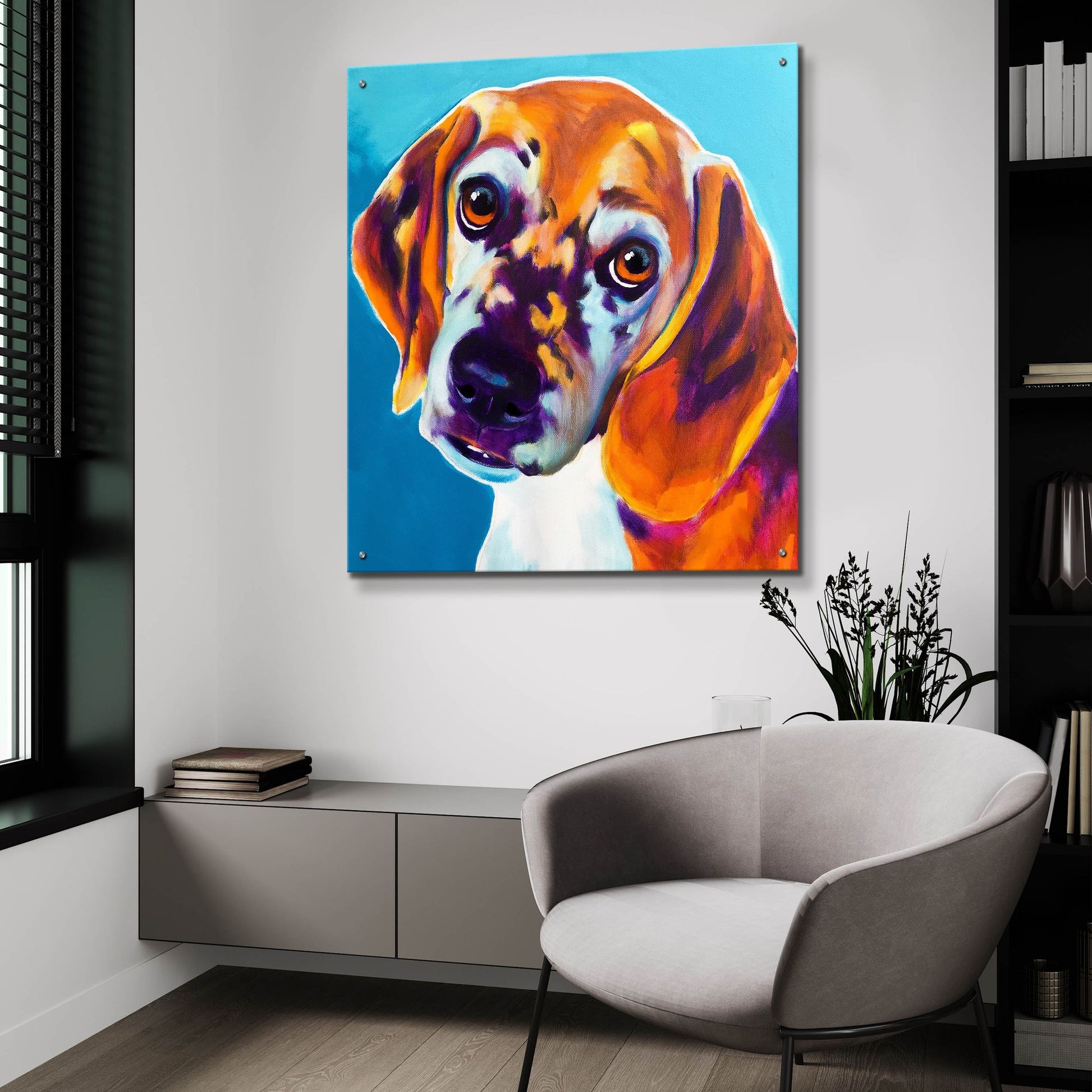 Epic Art 'Beagle - Bj2 by Dawg Painter, Acrylic Glass Wall Art,36x36