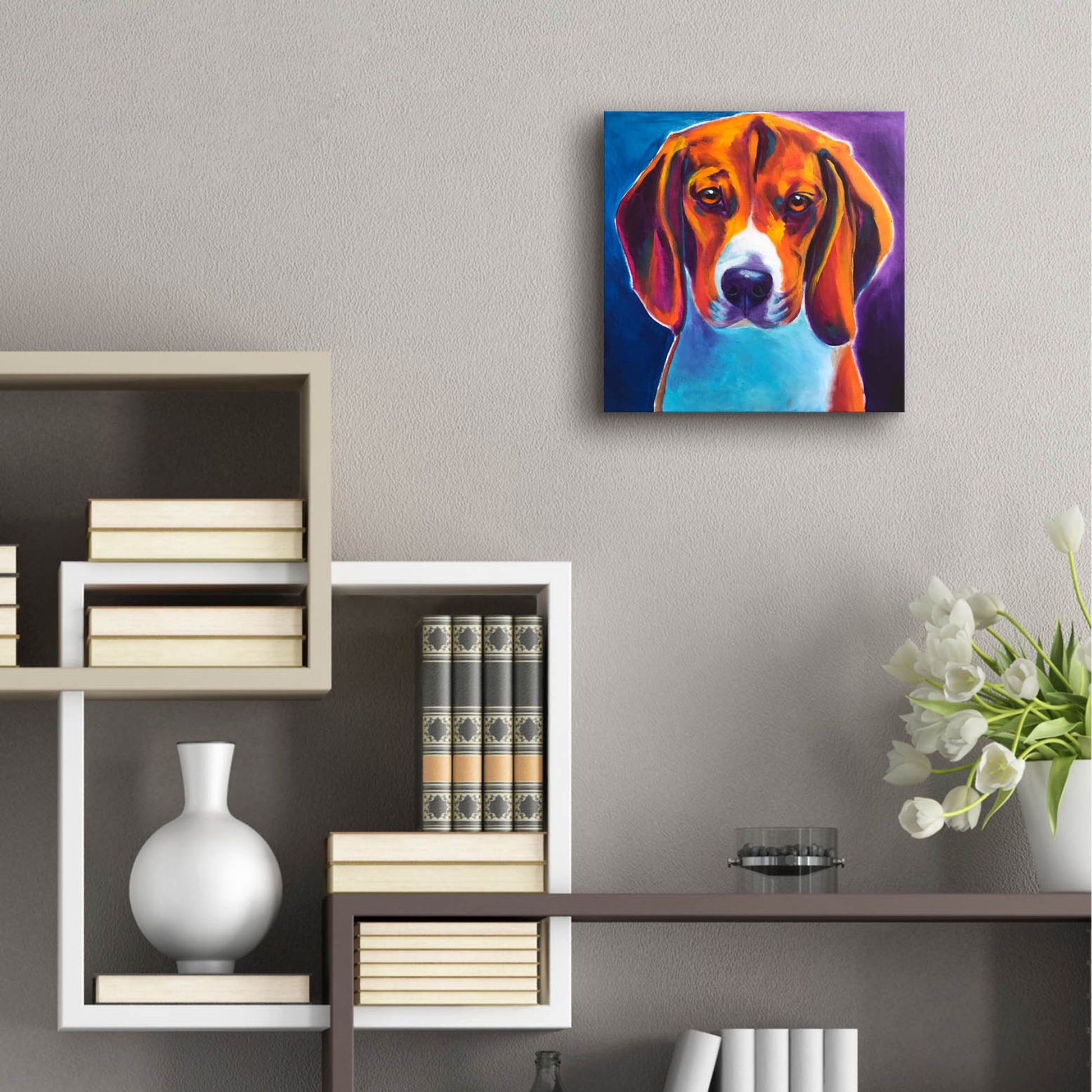 Epic Art 'Beagle - Chester2 by Dawg Painter, Acrylic Glass Wall Art,12x12