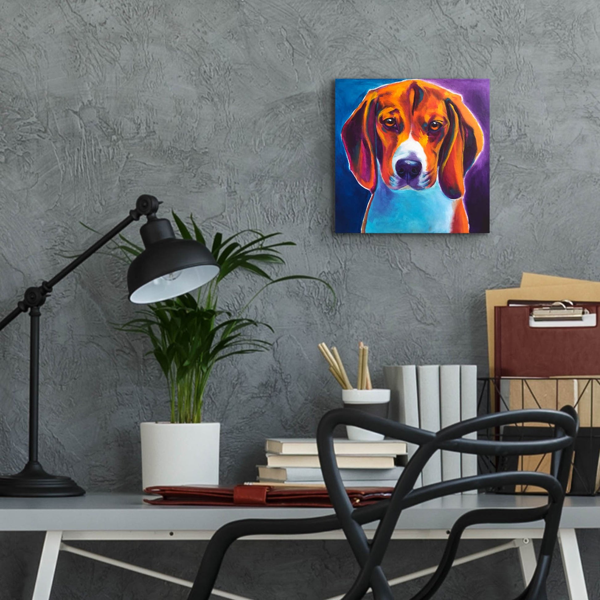 Epic Art 'Beagle - Chester2 by Dawg Painter, Acrylic Glass Wall Art,12x12