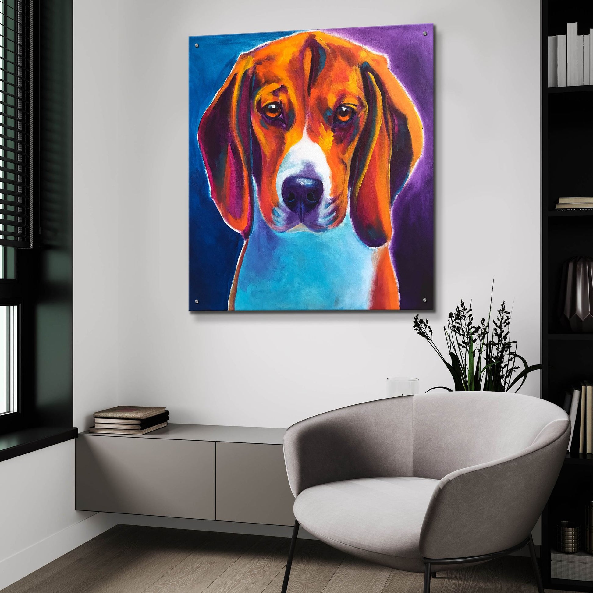 Epic Art 'Beagle - Chester2 by Dawg Painter, Acrylic Glass Wall Art,36x36