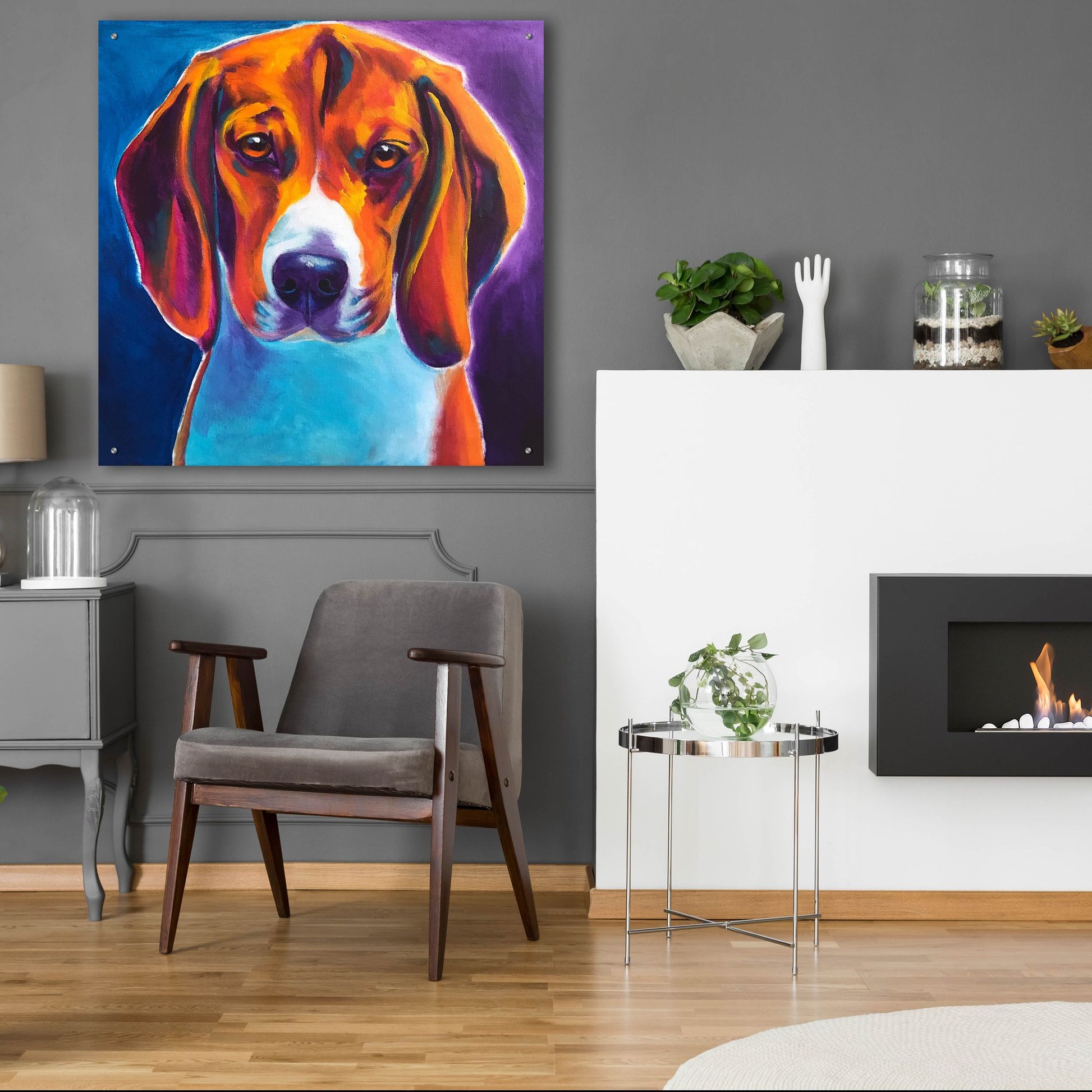 Epic Art 'Beagle - Chester2 by Dawg Painter, Acrylic Glass Wall Art,36x36