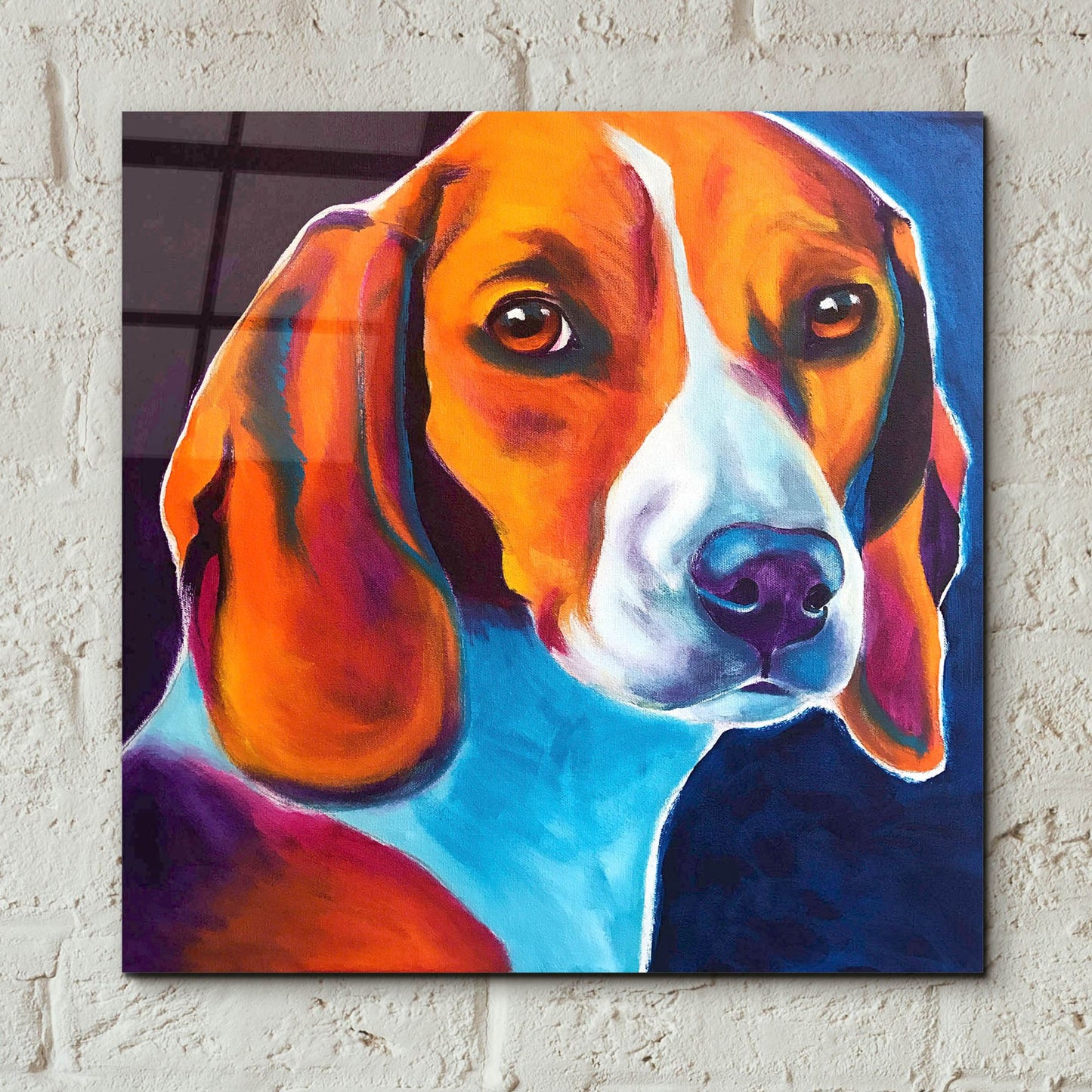 Epic Art 'Beagle - Lucy May2 by Dawg Painter, Acrylic Glass Wall Art,12x12