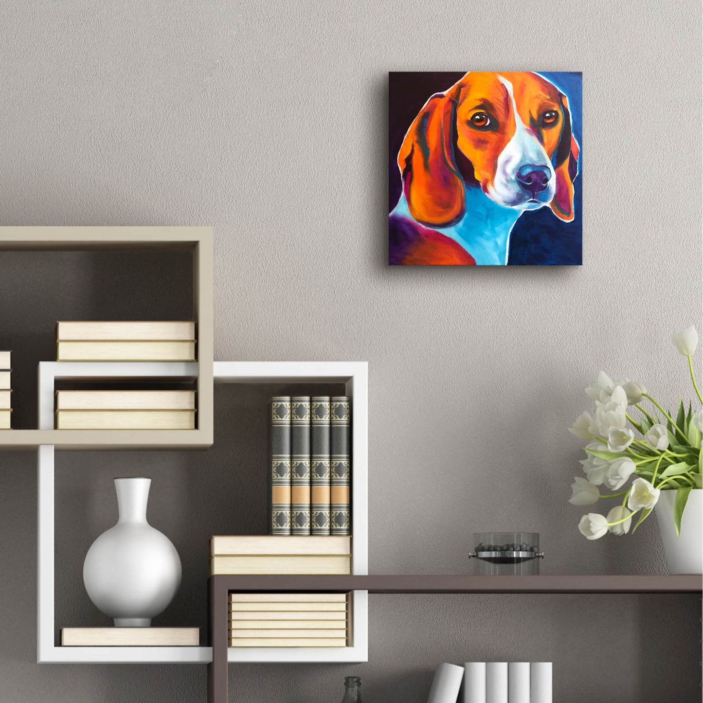 Epic Art 'Beagle - Lucy May2 by Dawg Painter, Acrylic Glass Wall Art,12x12