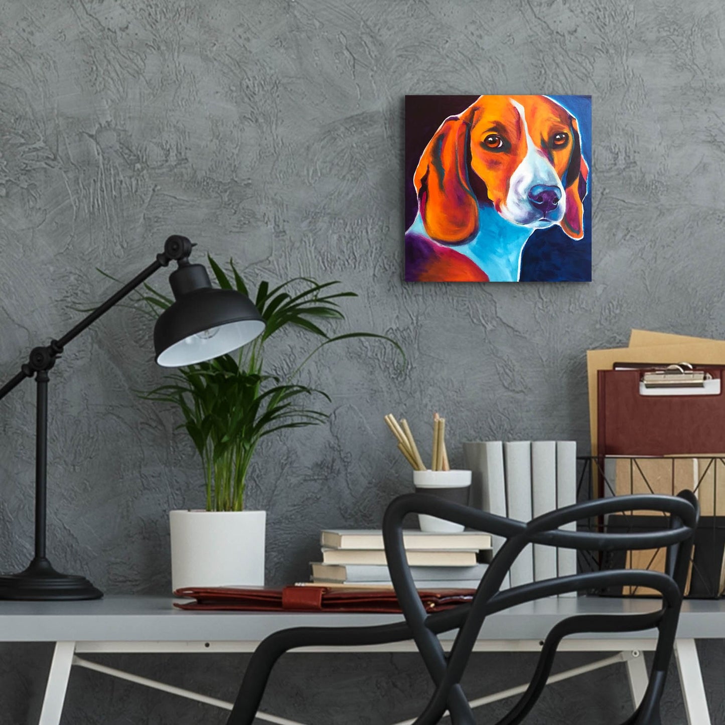 Epic Art 'Beagle - Lucy May2 by Dawg Painter, Acrylic Glass Wall Art,12x12