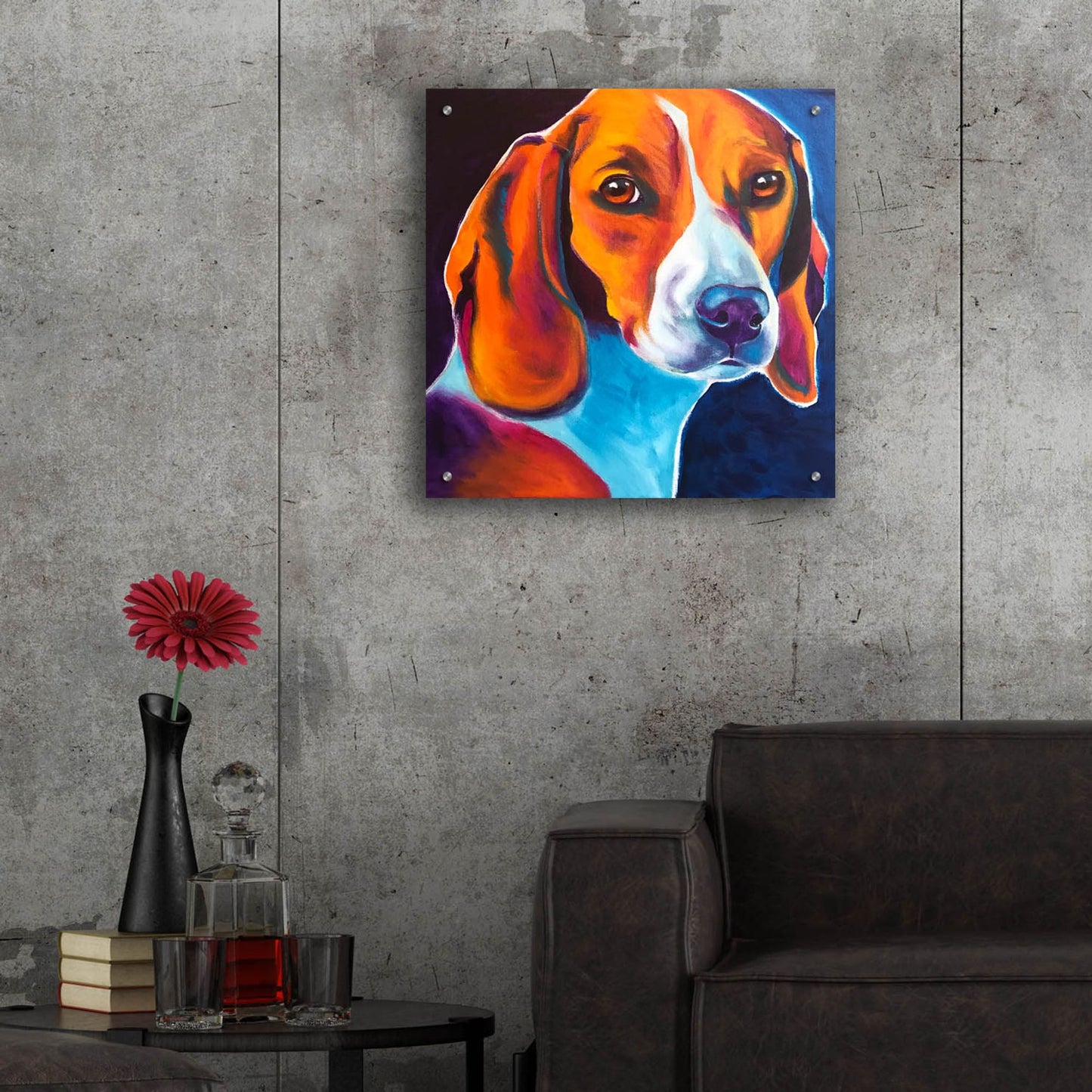 Epic Art 'Beagle - Lucy May2 by Dawg Painter, Acrylic Glass Wall Art,24x24