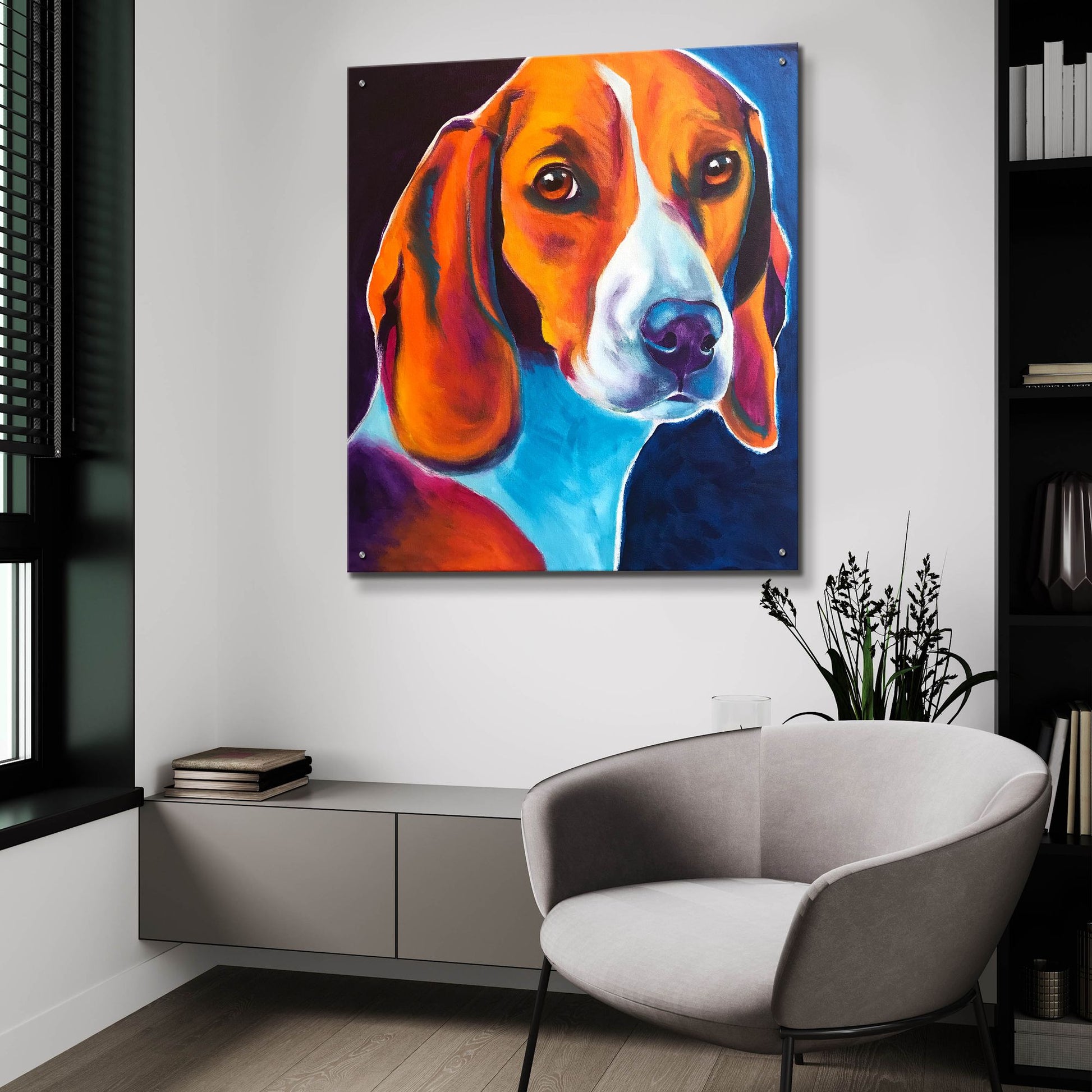 Epic Art 'Beagle - Lucy May2 by Dawg Painter, Acrylic Glass Wall Art,36x36