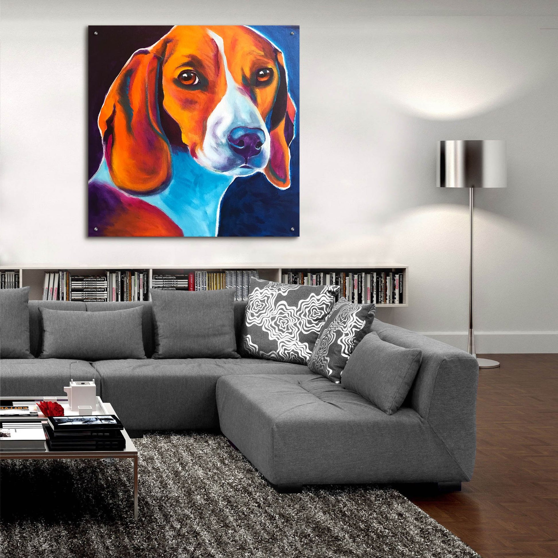 Epic Art 'Beagle - Lucy May2 by Dawg Painter, Acrylic Glass Wall Art,36x36