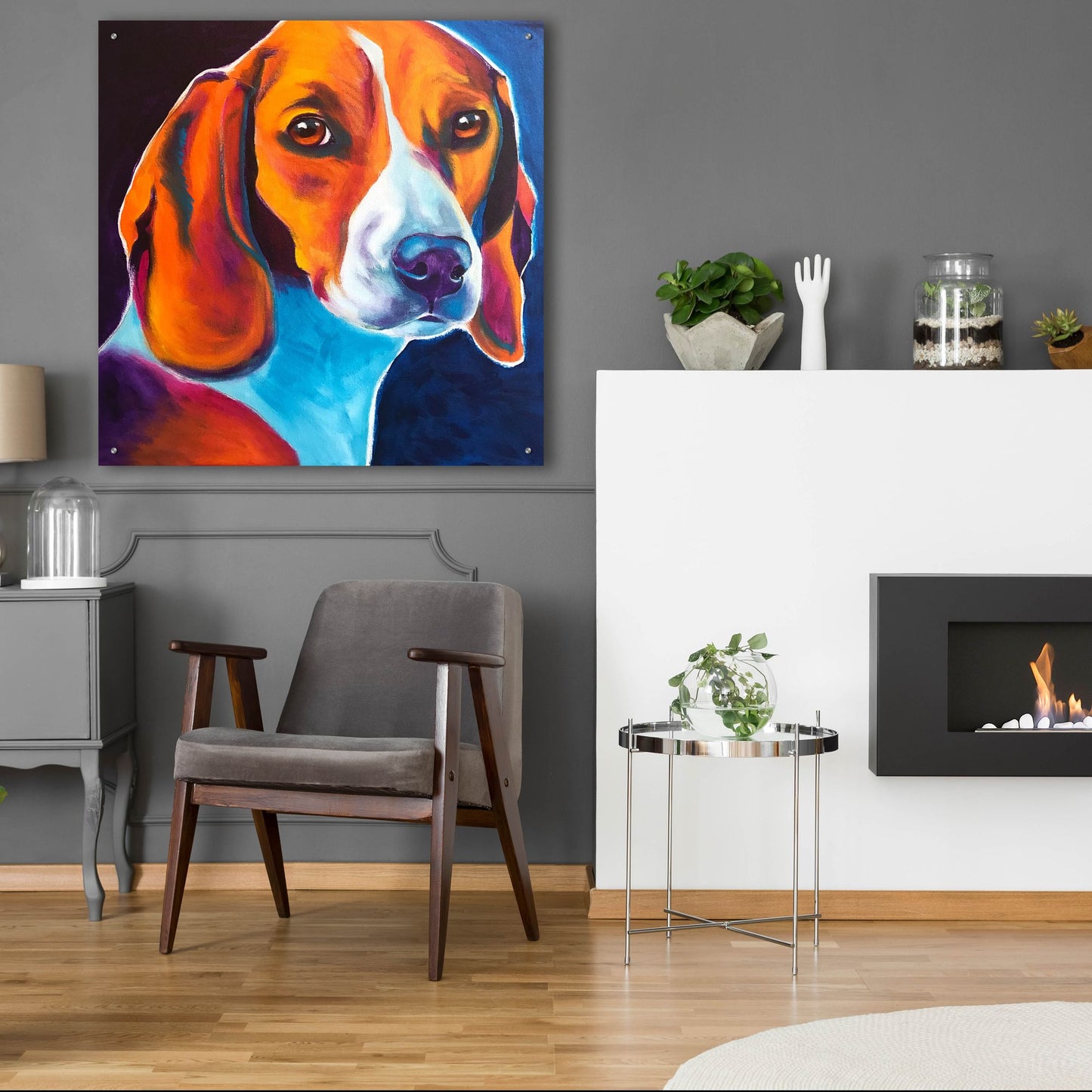 Epic Art 'Beagle - Lucy May2 by Dawg Painter, Acrylic Glass Wall Art,36x36