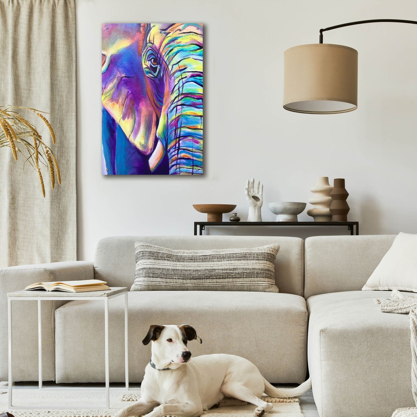 Epic Art 'Elephant - Butterfly Left2 by Dawg Painter, Acrylic Glass Wall Art,24x36