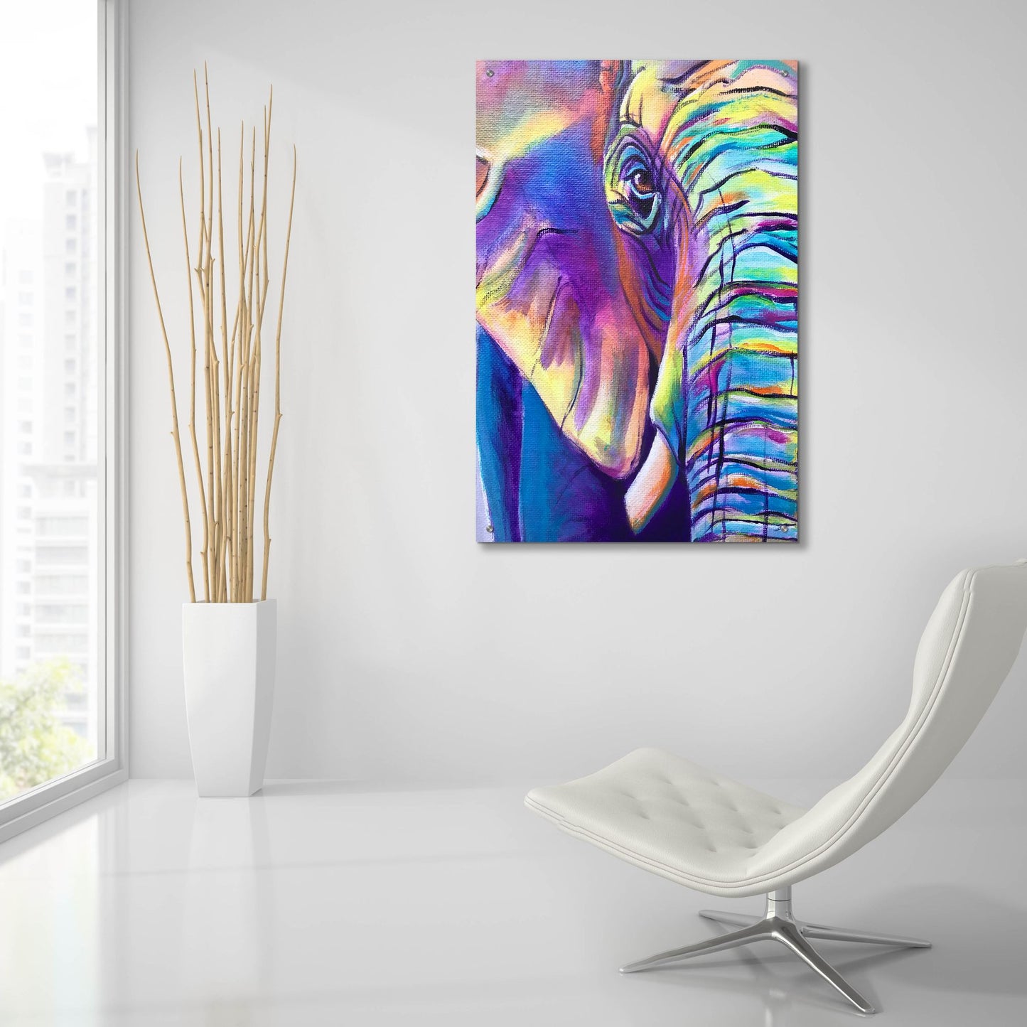 Epic Art 'Elephant - Butterfly Left2 by Dawg Painter, Acrylic Glass Wall Art,24x36