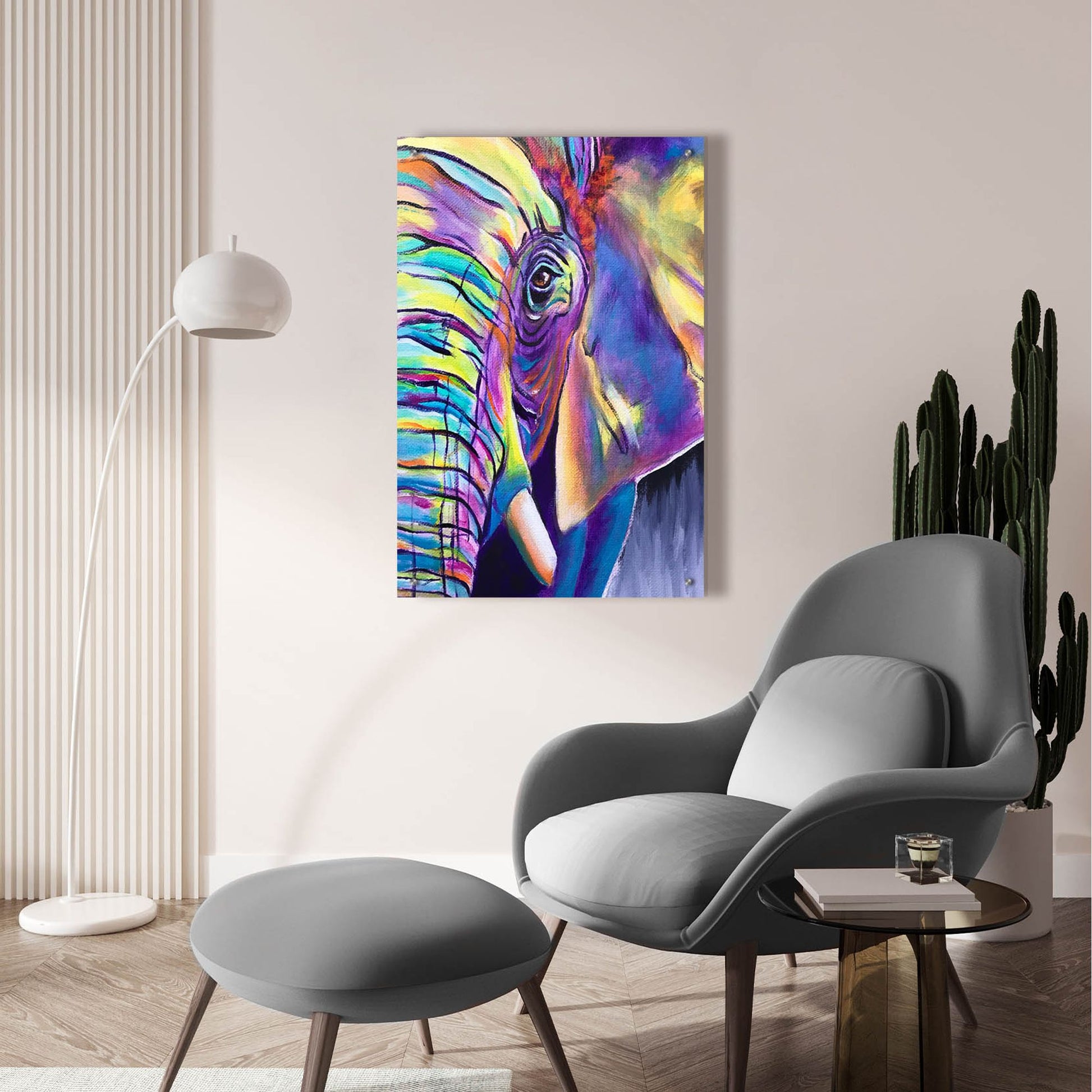 Epic Art 'Elephant - Butterfly Right2 by Dawg Painter, Acrylic Glass Wall Art,24x36