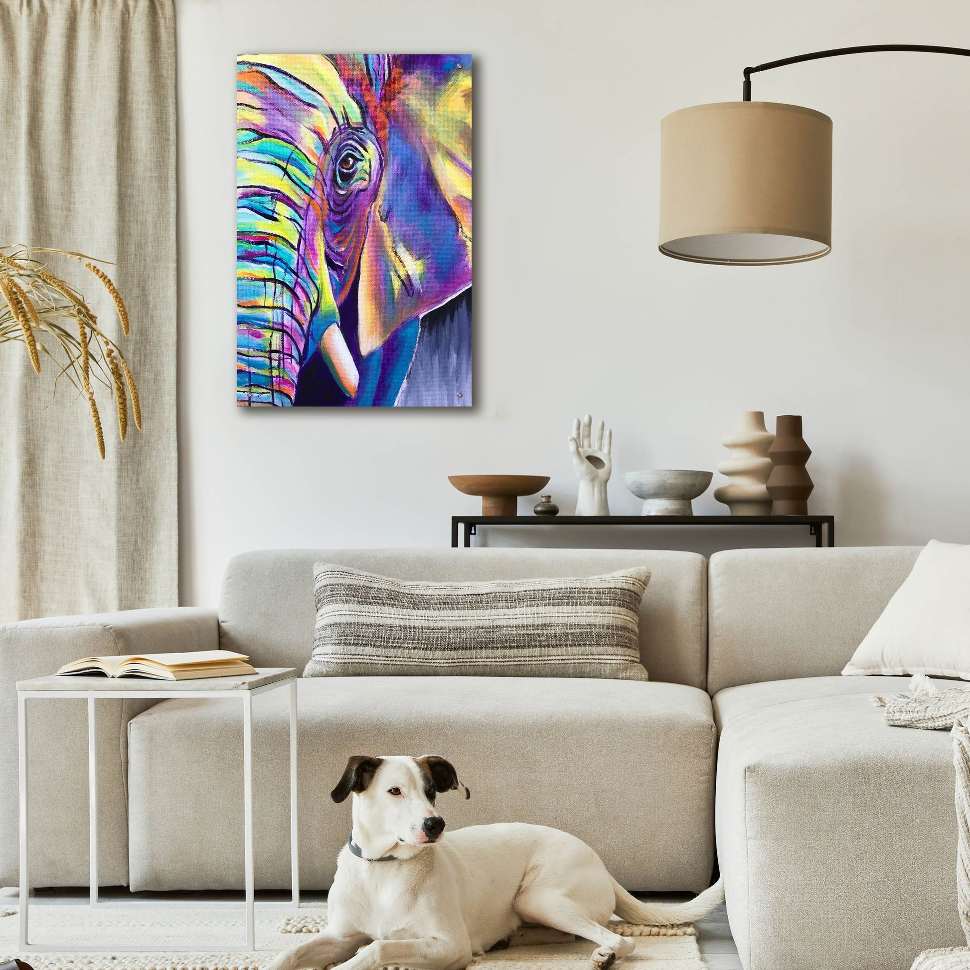 Epic Art 'Elephant - Butterfly Right2 by Dawg Painter, Acrylic Glass Wall Art,24x36