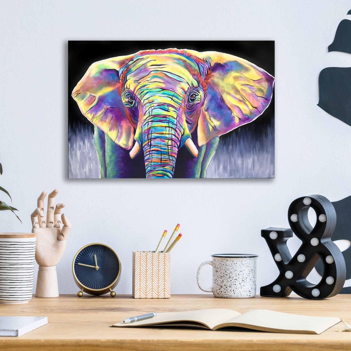 Epic Art 'Elephant - Butterfly2 by Dawg Painter, Acrylic Glass Wall Art,16x12