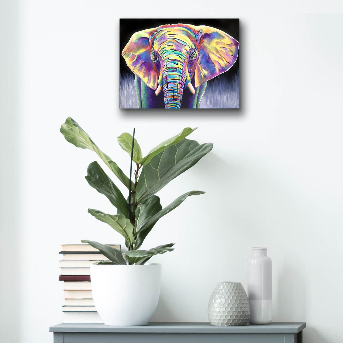 Epic Art 'Elephant - Butterfly2 by Dawg Painter, Acrylic Glass Wall Art,16x12