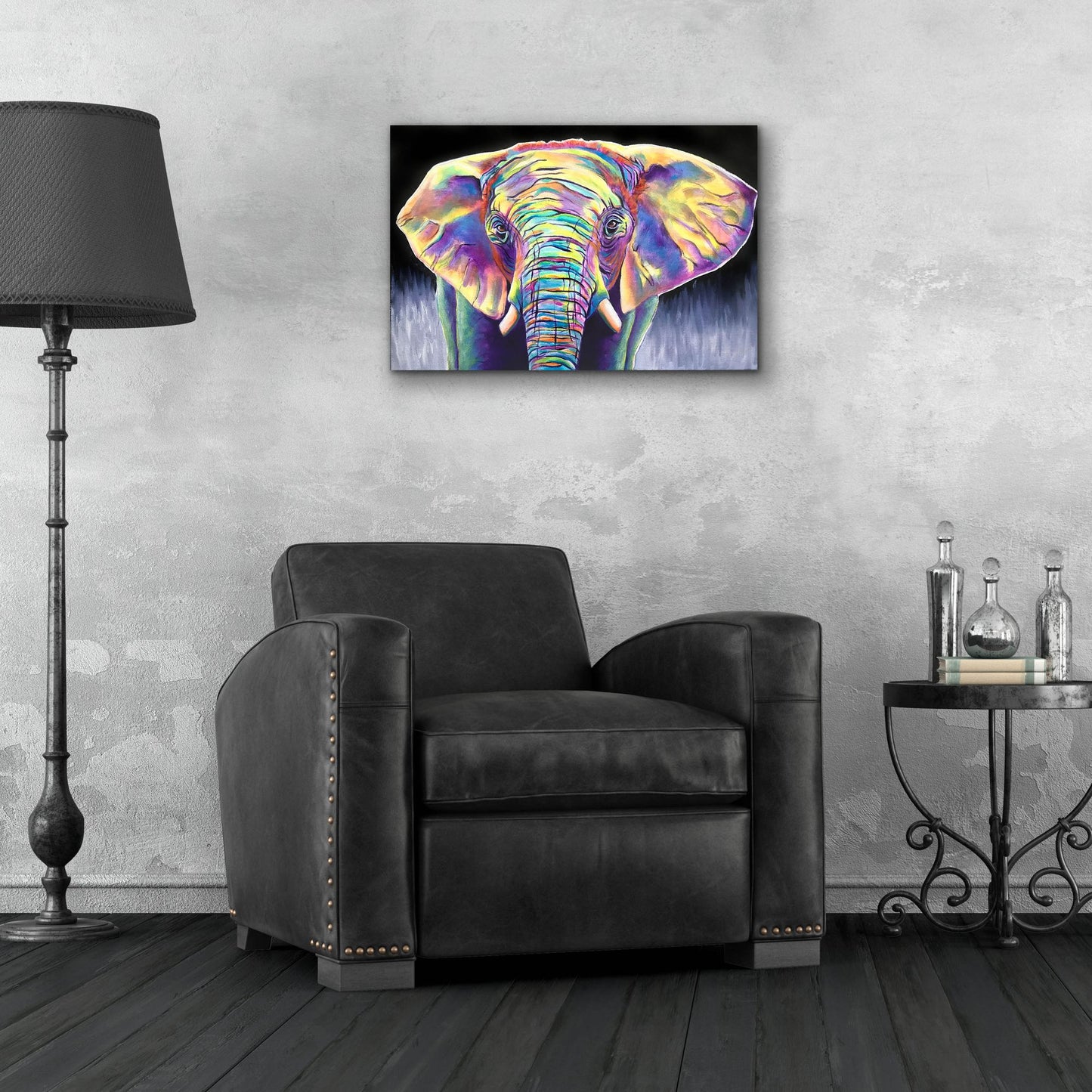 Epic Art 'Elephant - Butterfly2 by Dawg Painter, Acrylic Glass Wall Art,24x16