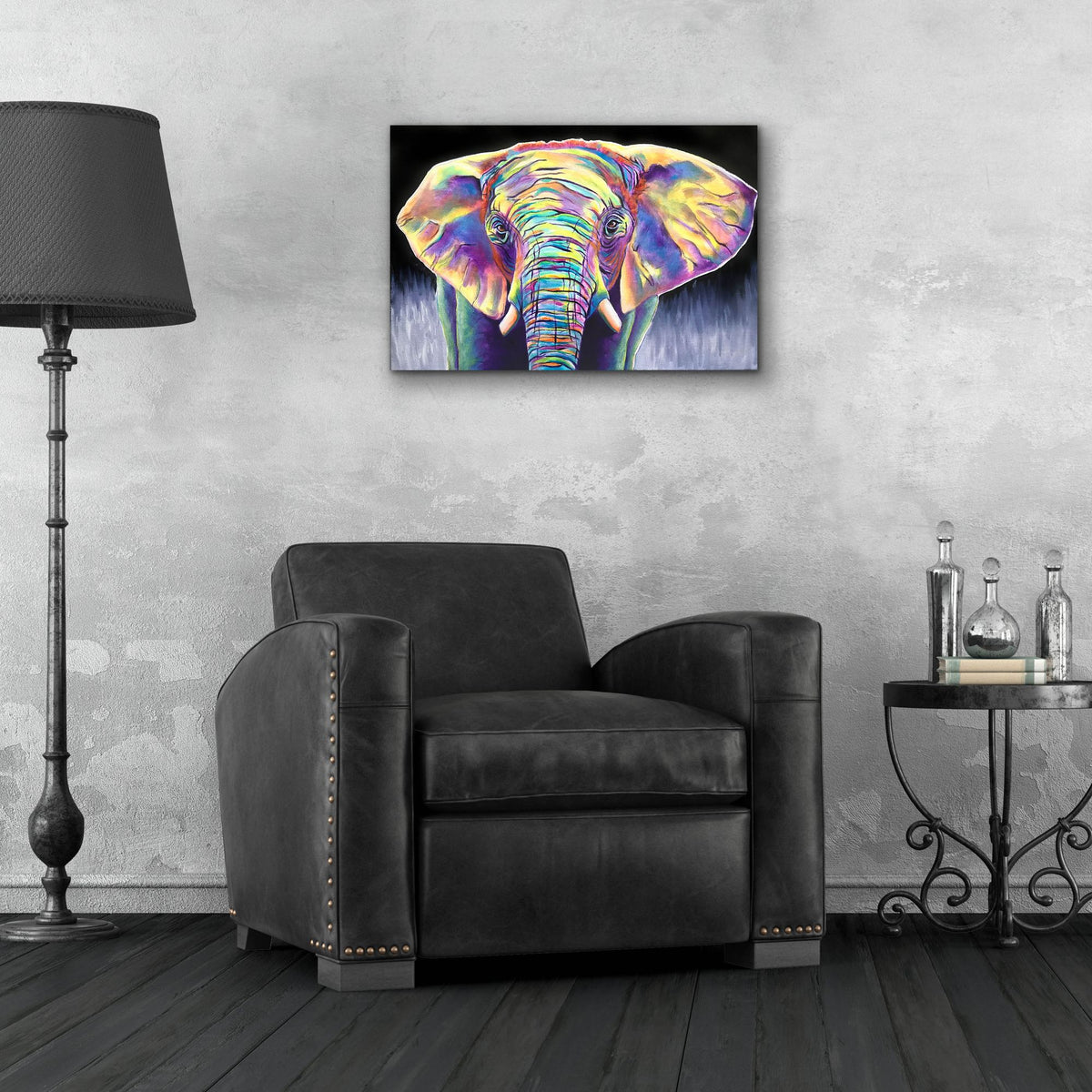 Epic Art 'Elephant - Butterfly2 by Dawg Painter, Acrylic Glass Wall Art,24x16