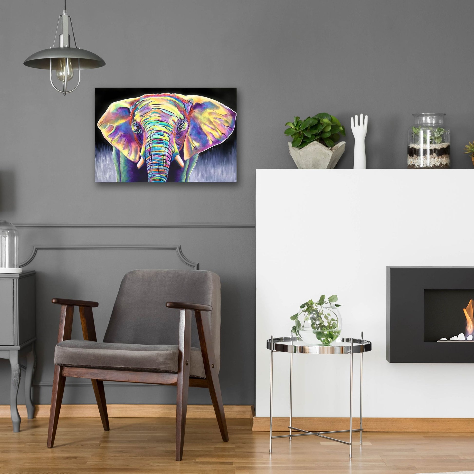 Epic Art 'Elephant - Butterfly2 by Dawg Painter, Acrylic Glass Wall Art,24x16