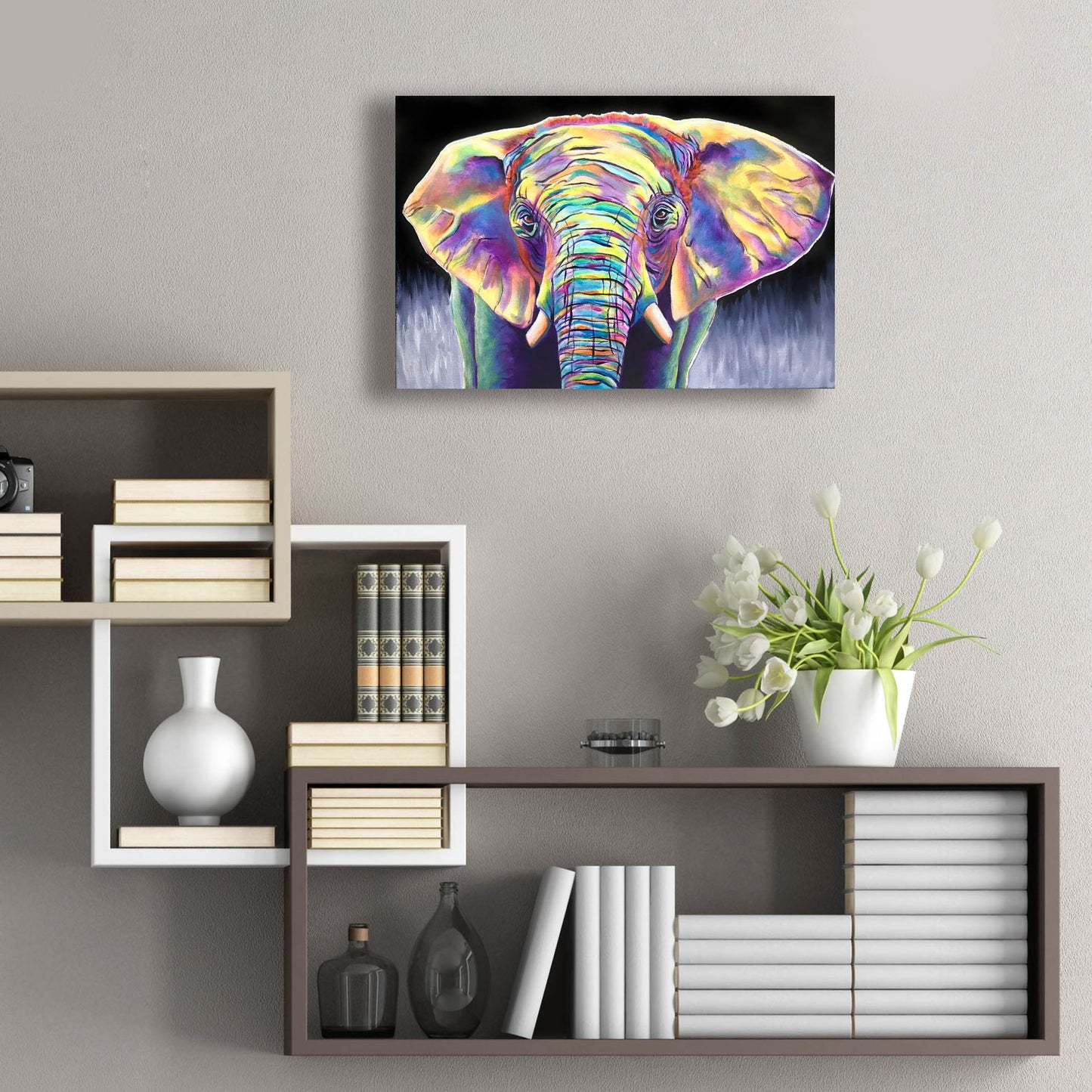 Epic Art 'Elephant - Butterfly2 by Dawg Painter, Acrylic Glass Wall Art,24x16