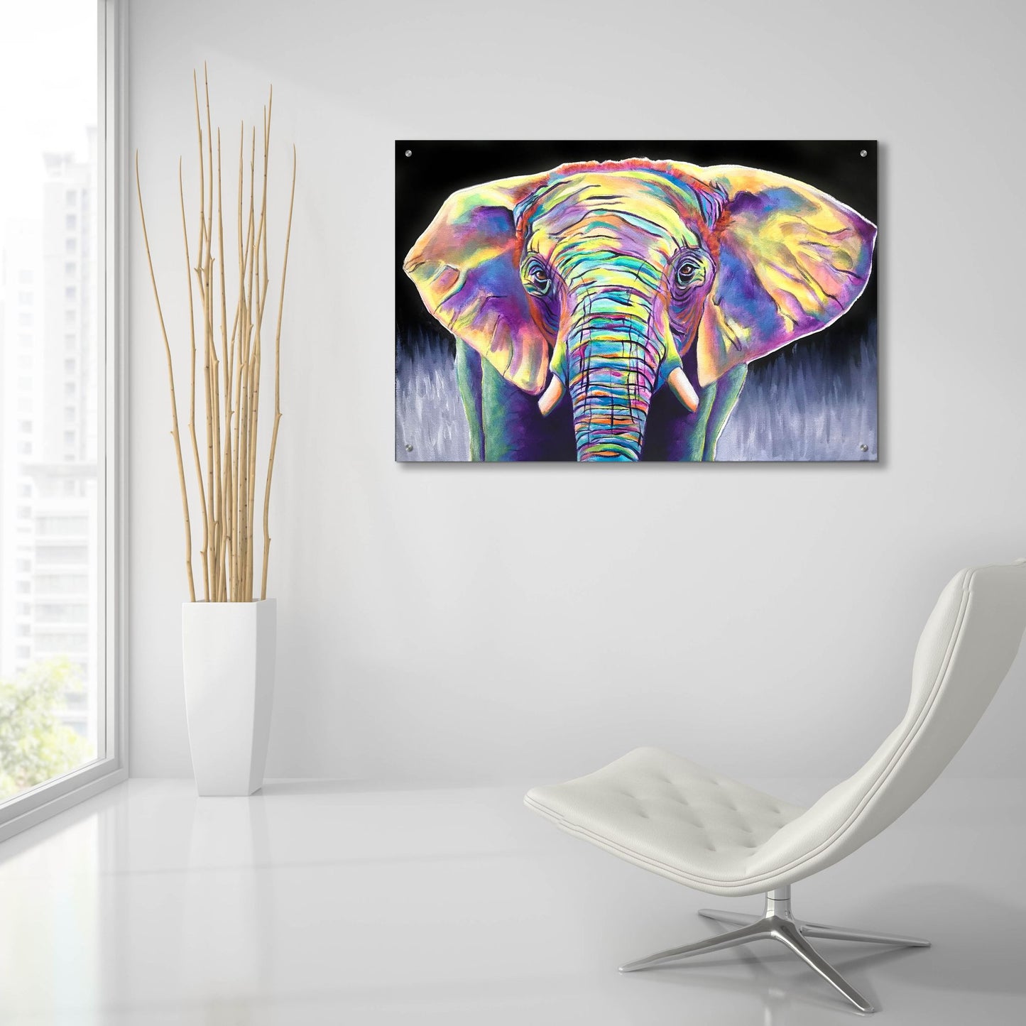 Epic Art 'Elephant - Butterfly2 by Dawg Painter, Acrylic Glass Wall Art,36x24