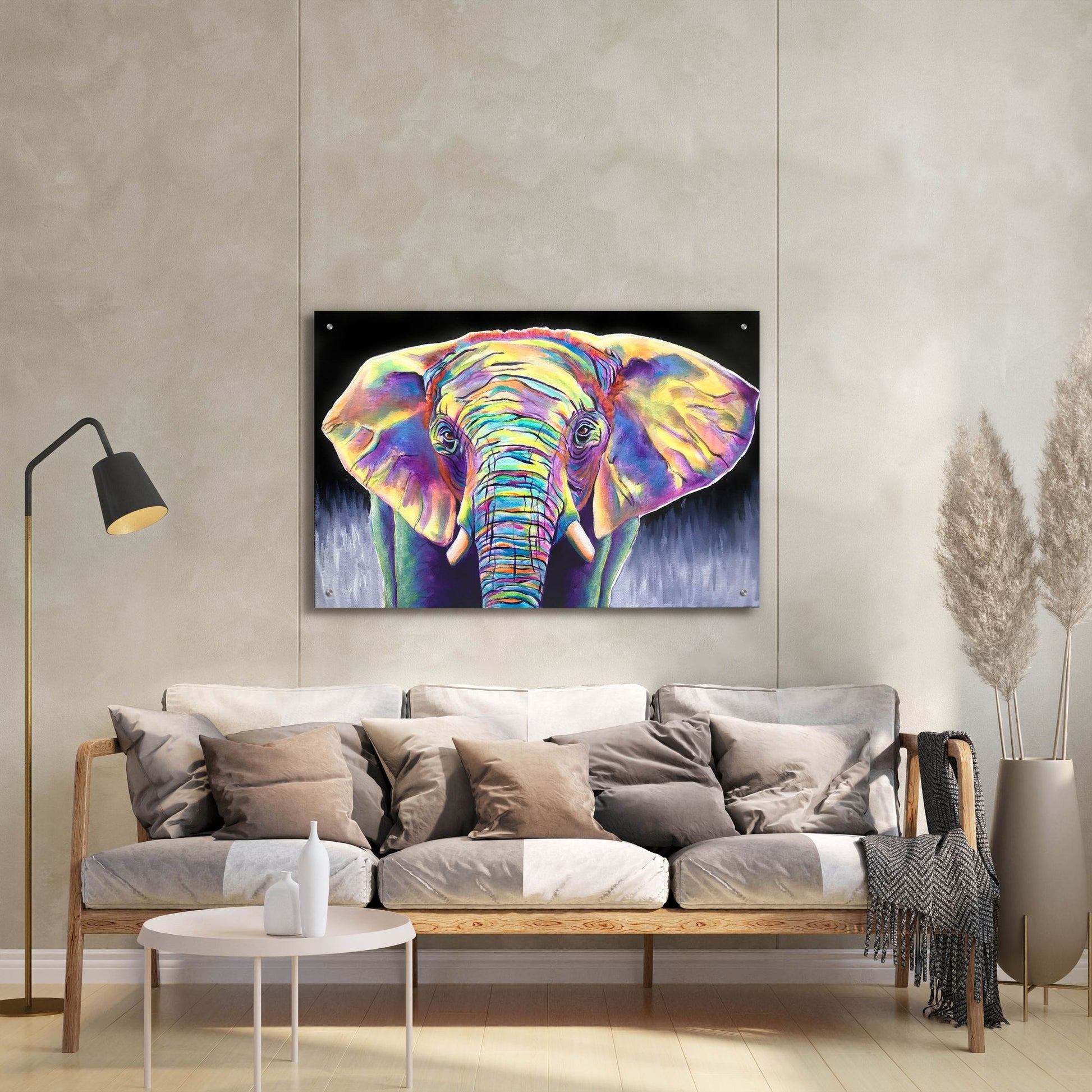 Epic Art 'Elephant - Butterfly2 by Dawg Painter, Acrylic Glass Wall Art,36x24